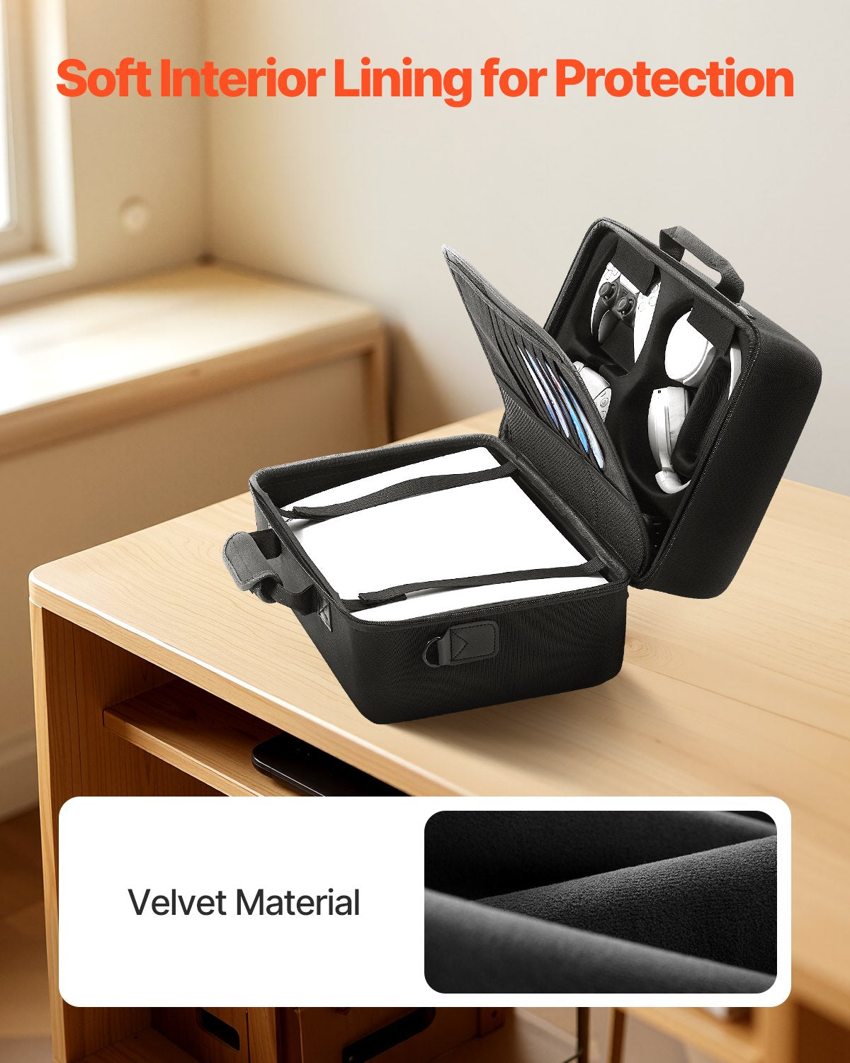 Cosmetic & Toiletry Bags: VEVOR PS5 Carrying Case Travel Bag for Playstation 5 Shockproof EVA Soft Lining