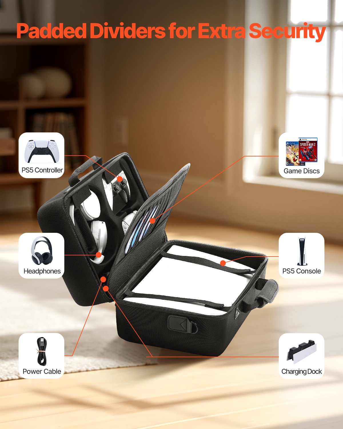 Cosmetic & Toiletry Bags: VEVOR PS5 Carrying Case Travel Bag for Playstation 5 Shockproof EVA Soft Lining