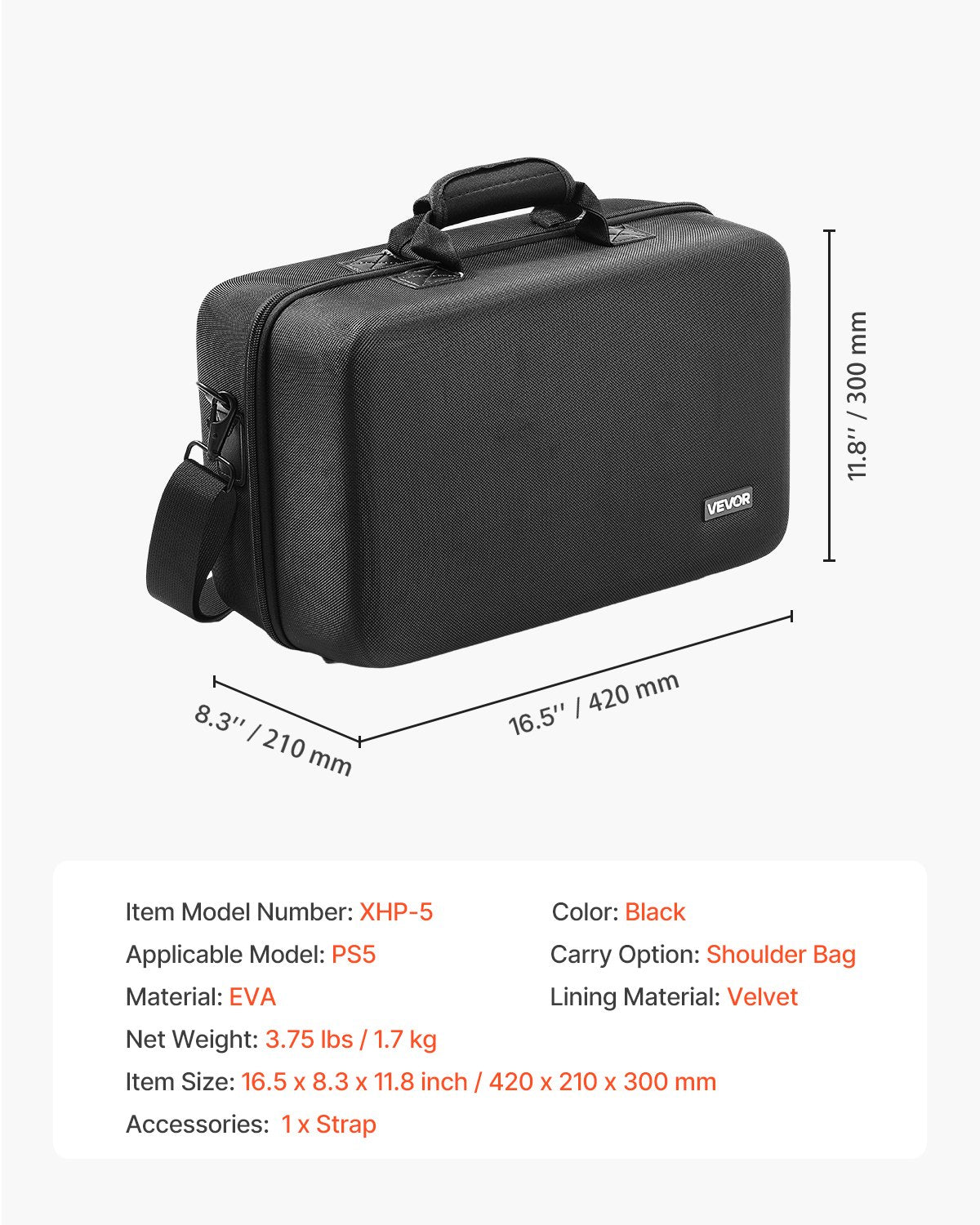 Cosmetic & Toiletry Bags: VEVOR PS5 Carrying Case Travel Bag for Playstation 5 Shockproof EVA Soft Lining