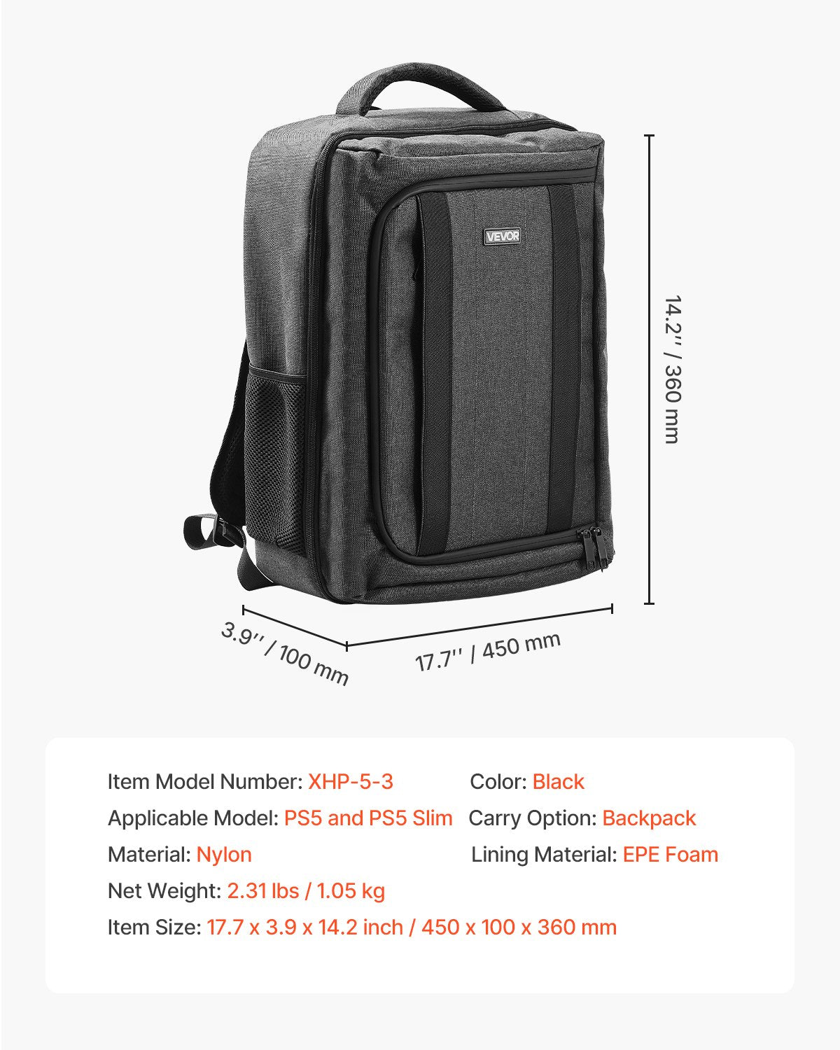 Duffel Bags: VEVOR PS5 Backpack Dual Shoulder Travel Bag for Playstation 5 PS5 Slim Nylon