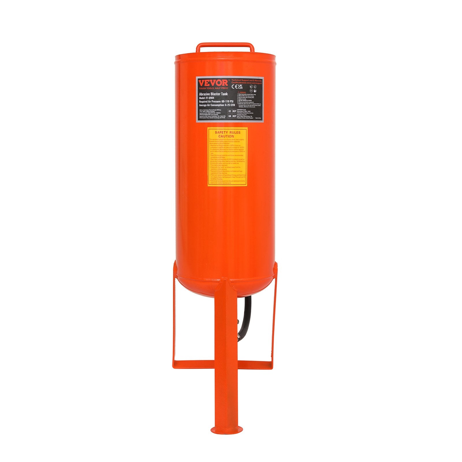 Gardening Tools: VEVOR 10 Gallon Heavy-Duty Sand Blaster, 60-110 PSI High Pressure Sandblaster, Portable Abrasive Blasting Tank, Air Sand Blasting Kit with 2 Ceramic Nozzles & 7.5ft Hose for Stain, Rust, Paint Removal