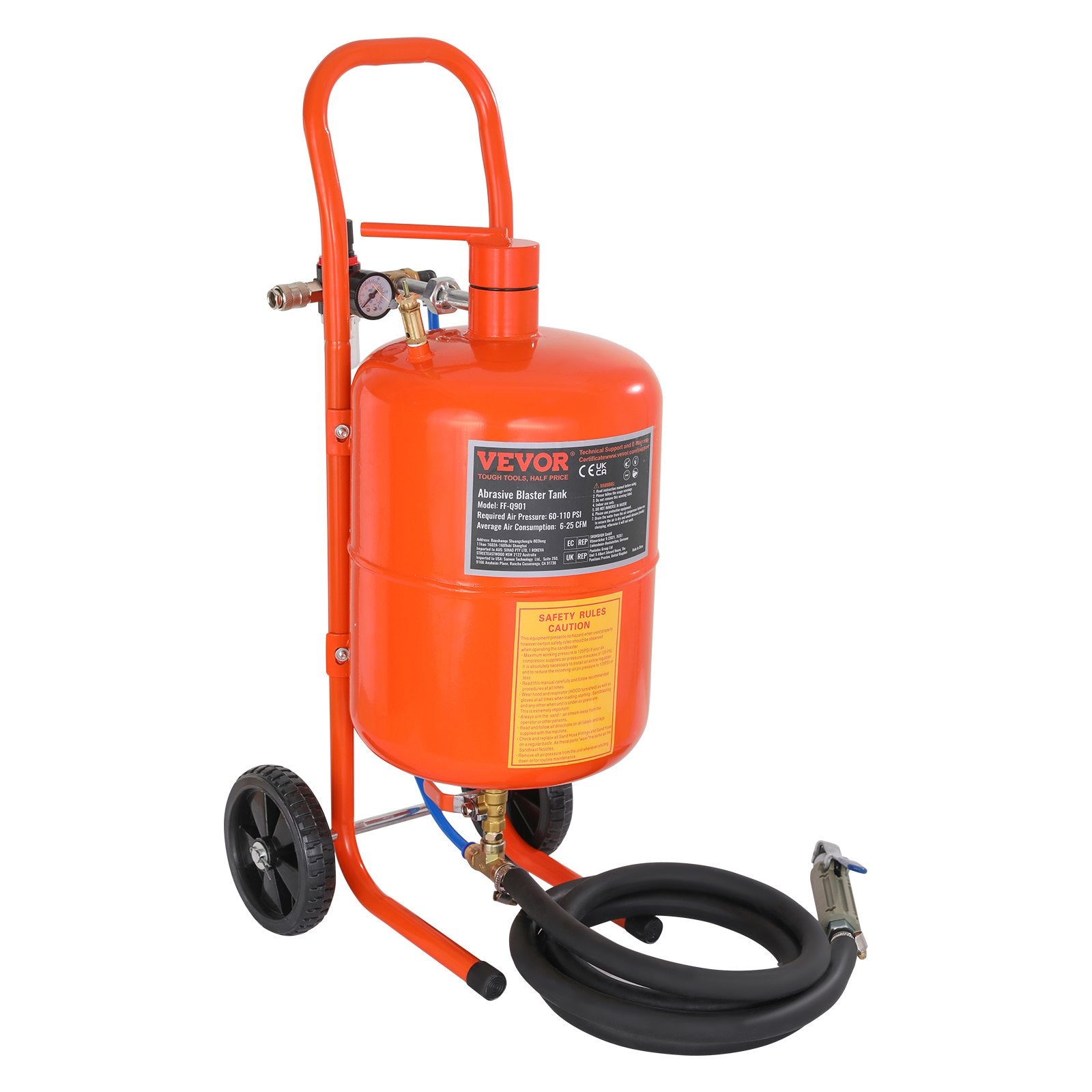 Fountain & Ponds Accessories: VEVOR 5 Gallon Sand Blaster 60-110 PSI High Pressure Sandblaster with 4 Nozzles