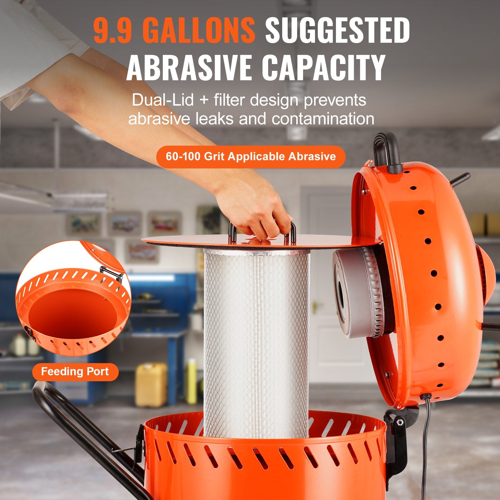 Gardening Tools: VEVOR 28 Gallon Vacuum Sand Blaster, Dustless Sandblaster with Built-in 1200W Vacuum System for Dust Control and Abrasive Recycle, 60-110 PSI Heavy Duty Abrasive Blasting Machine