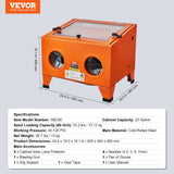 Outdoor Play Equipment: VEVOR 25 Gallon Sandblasting Cabinet, 40-120PSI Portable Benchtop Sand Blasting Cabinet, Heavy Duty Steel Sand Blaster with Blasting Gun & 4 Ceramic Nozzles for Paint, Stain, Rust Removal