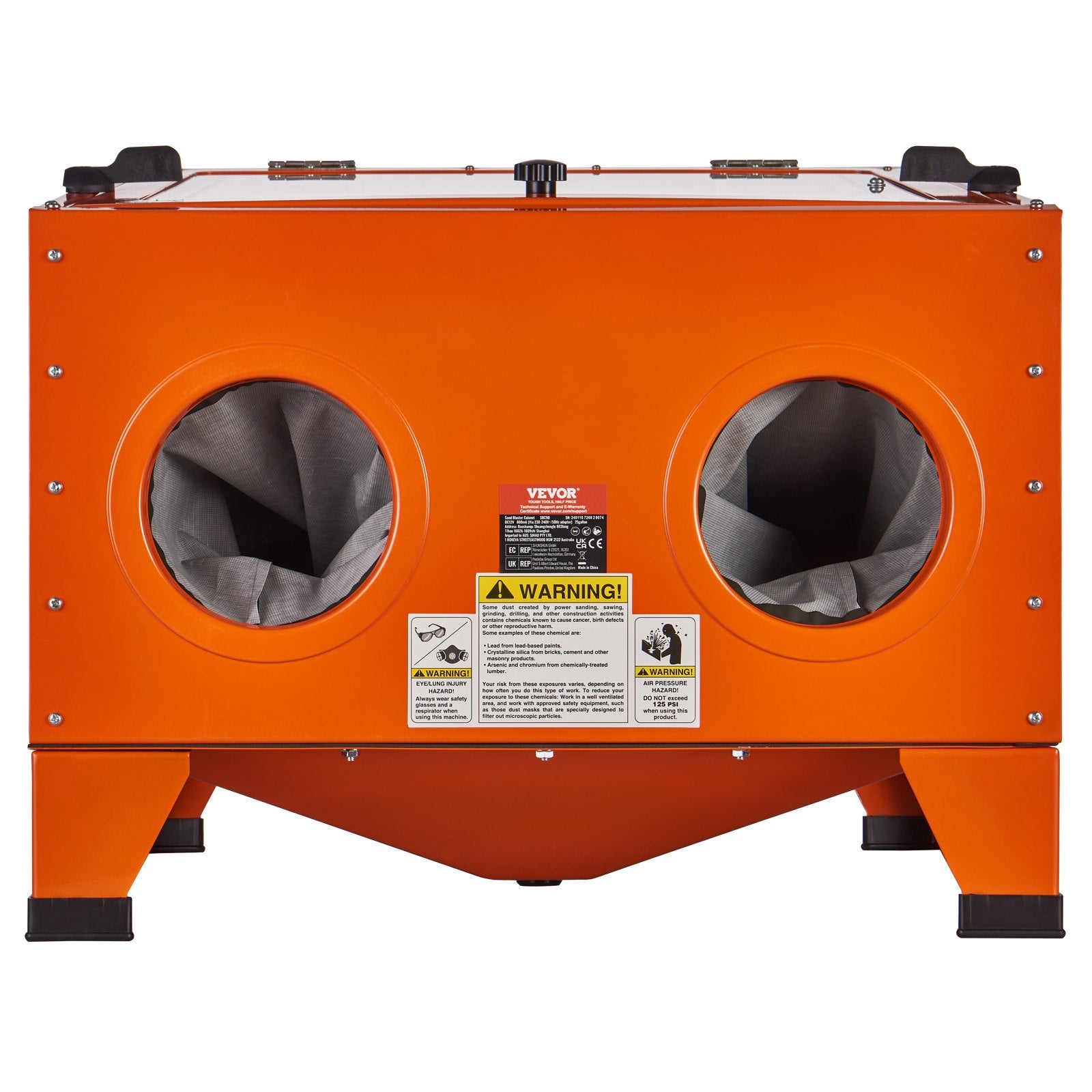 25 Gallon Sandblasting Cabinet, 40-120PSI Portable Benchtop Sand Blasting Cabinet, Heavy Duty Steel Sand Blaster with Blasting Gun & 4 Ceramic Nozzles for Paint, Stain, Rust Removal