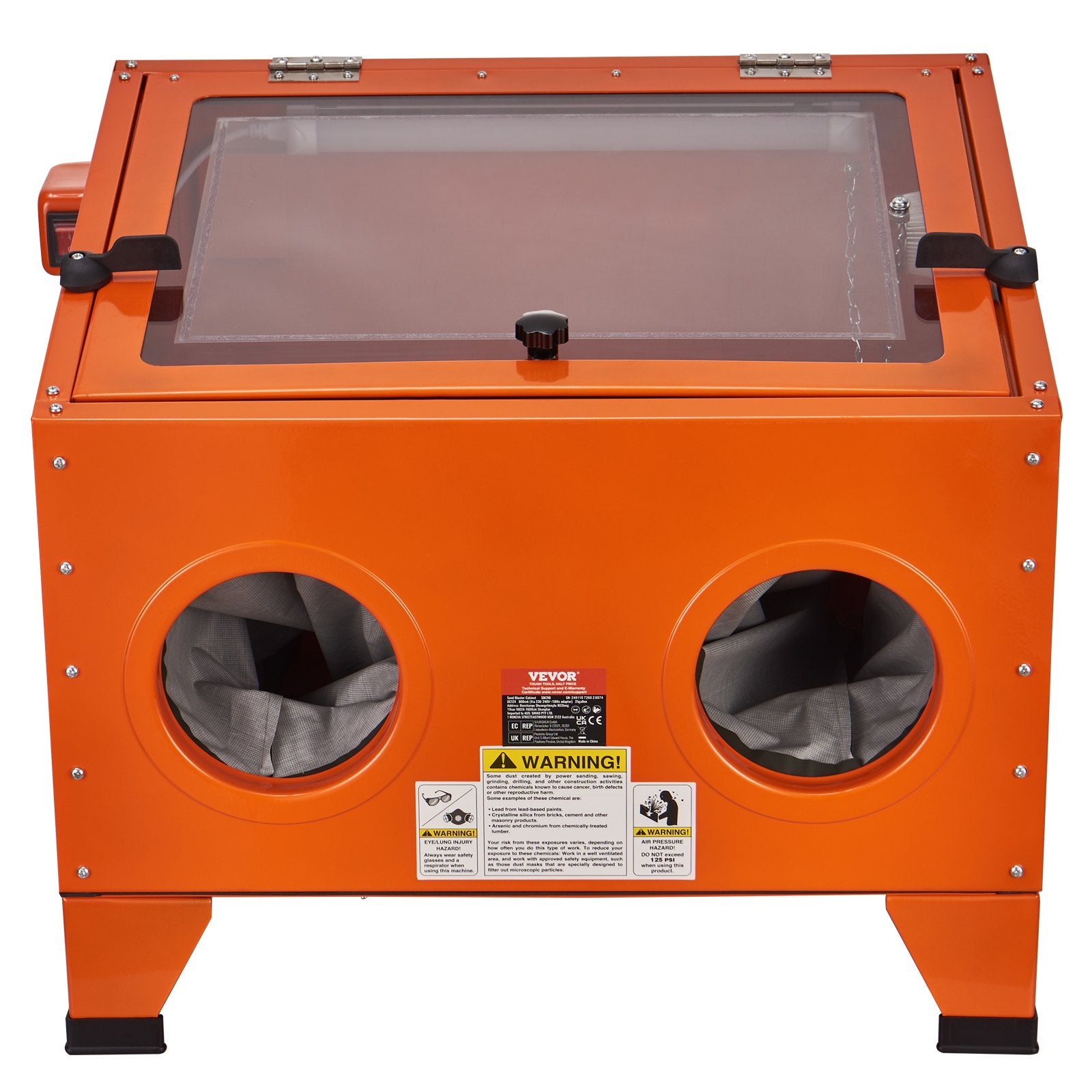 25 Gallon Sandblasting Cabinet, 40-120PSI Portable Benchtop Sand Blasting Cabinet, Heavy Duty Steel Sand Blaster with Blasting Gun & 4 Ceramic Nozzles for Paint, Stain, Rust Removal