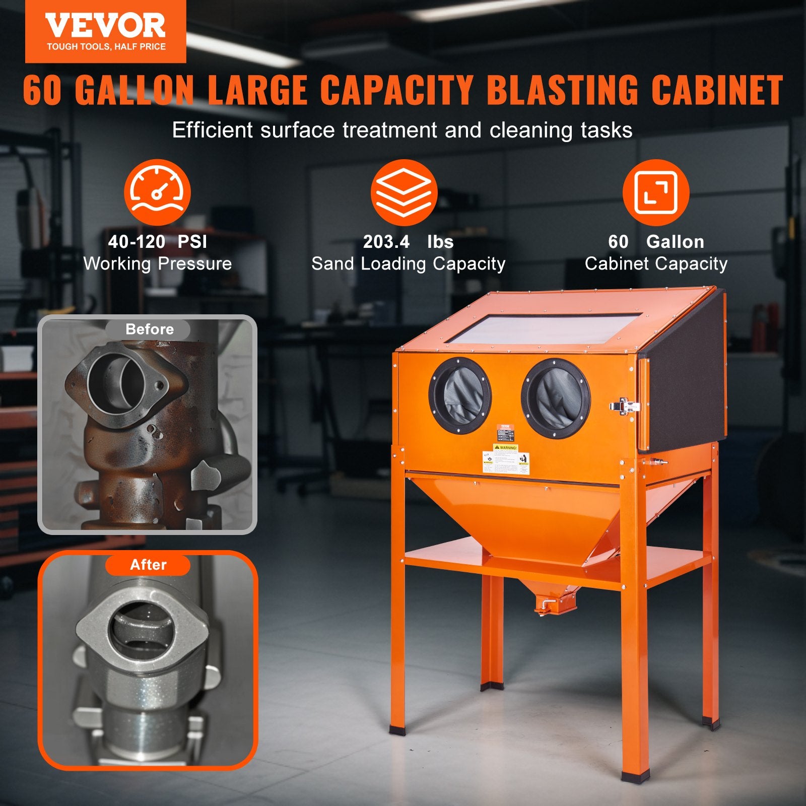 Outdoor Play Equipment: VEVOR 60 Gallon Sand Blasting Cabinet with Stand with Blasting Gun & 4 Nozzles