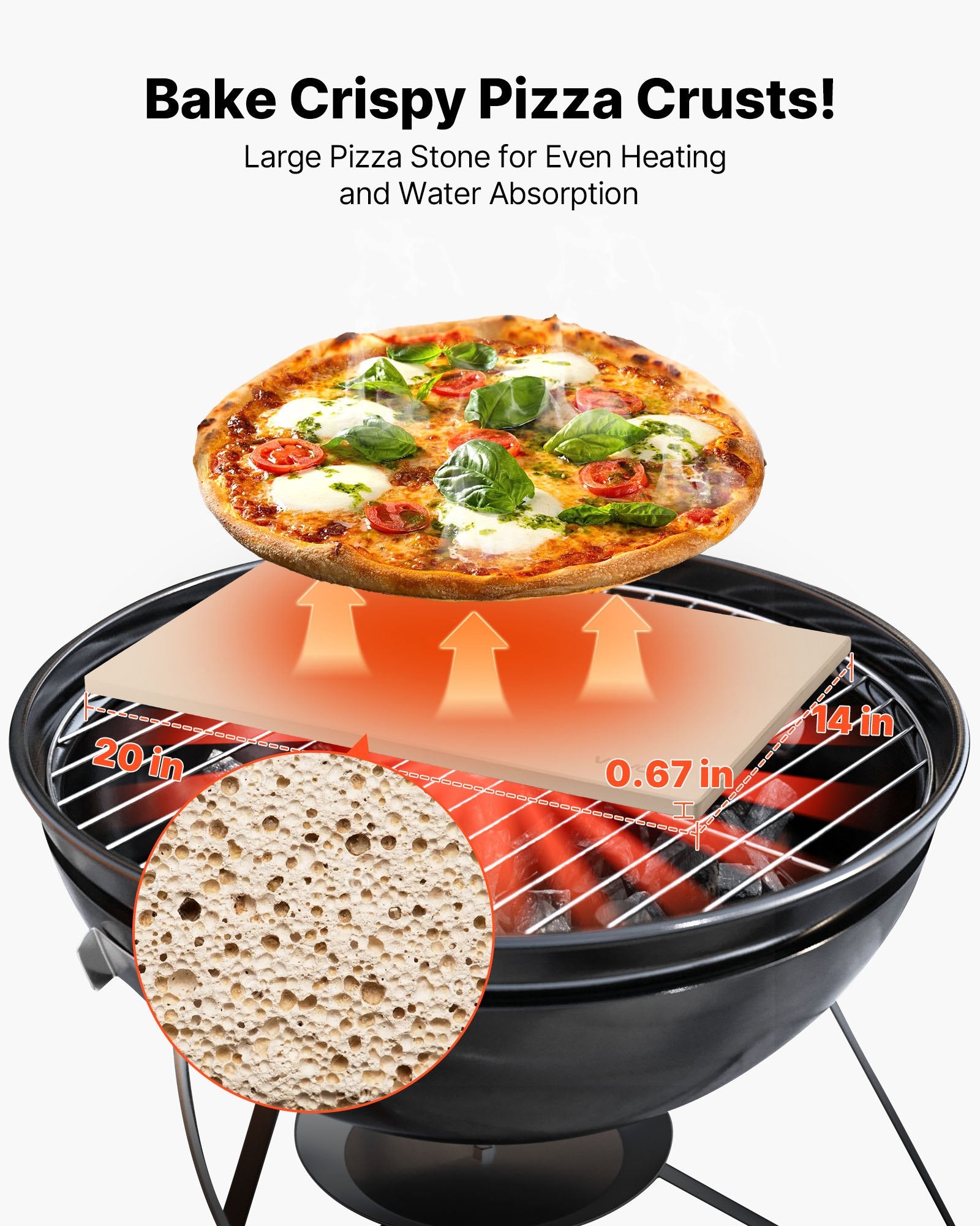 Kitchen Scales: VEVOR Pizza Stone, 508 x 355 mm Rectangular Cordierite Pizza Stone, Extra Large Baking-Stone with PP Scraper, 17 mm Thick Heat-Resistant Cordierite, for Oven, Baking Bread & Pizzas, BBQ Grilling