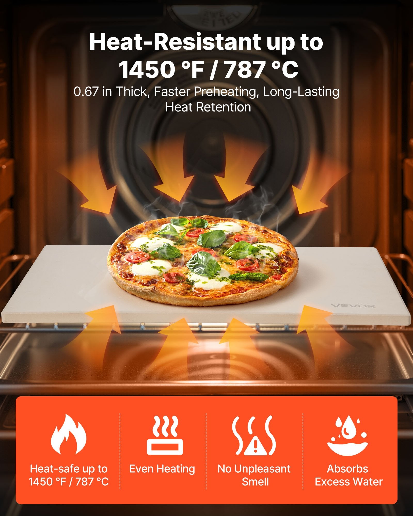 Kitchen Scales: VEVOR Pizza Stone, 508 x 355 mm Rectangular Cordierite Pizza Stone, Extra Large Baking-Stone with PP Scraper, 17 mm Thick Heat-Resistant Cordierite, for Oven, Baking Bread & Pizzas, BBQ Grilling