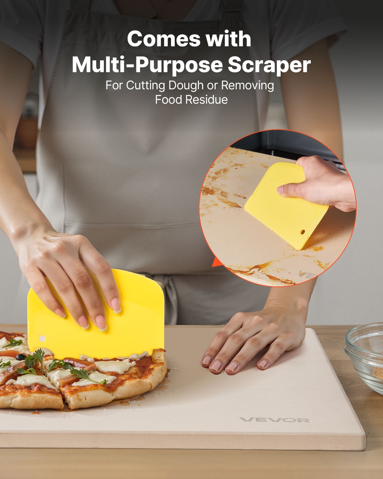 Kitchen Scales: VEVOR Pizza Stone, 508 x 355 mm Rectangular Cordierite Pizza Stone, Extra Large Baking-Stone with PP Scraper, 17 mm Thick Heat-Resistant Cordierite, for Oven, Baking Bread & Pizzas, BBQ Grilling