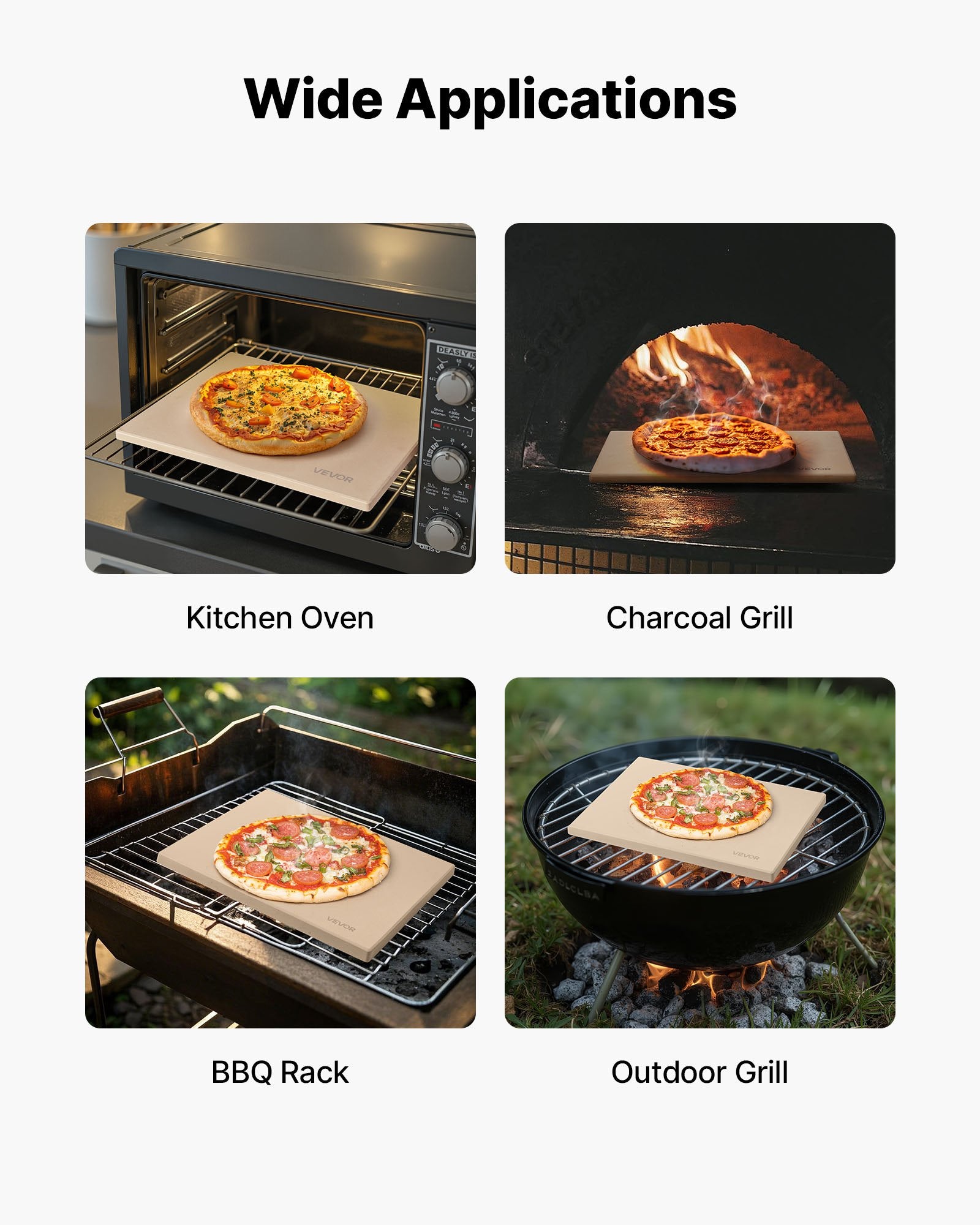 Kitchen Scales: VEVOR Pizza Stone, 508 x 355 mm Rectangular Cordierite Pizza Stone, Extra Large Baking-Stone with PP Scraper, 17 mm Thick Heat-Resistant Cordierite, for Oven, Baking Bread & Pizzas, BBQ Grilling