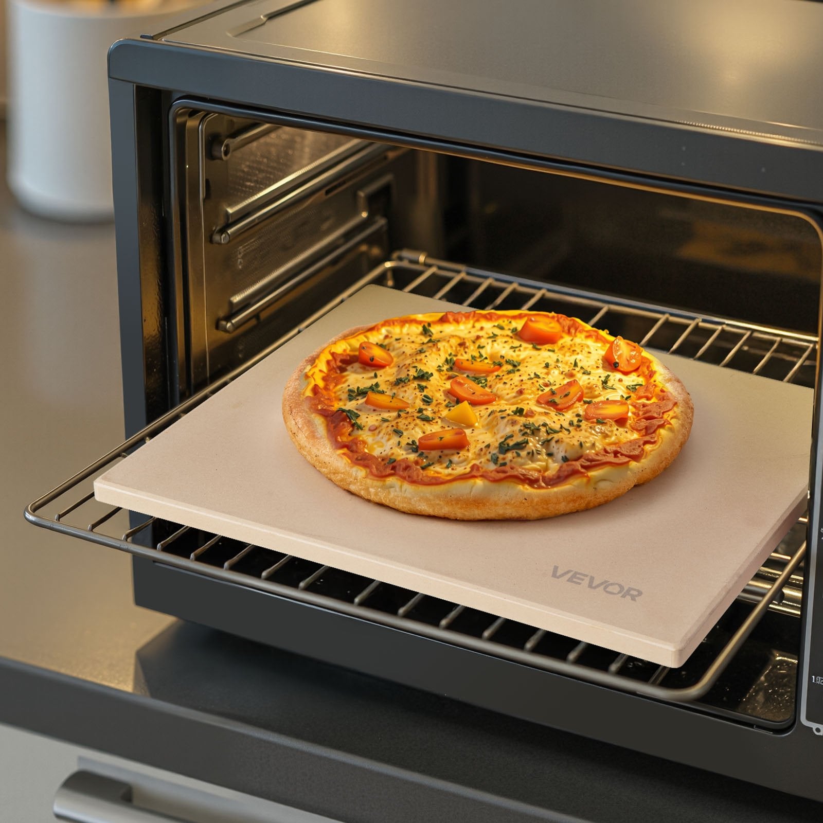 Kitchen Scales: VEVOR Pizza Stone, 508 x 355 mm Rectangular Cordierite Pizza Stone, Extra Large Baking-Stone with PP Scraper, 17 mm Thick Heat-Resistant Cordierite, for Oven, Baking Bread & Pizzas, BBQ Grilling