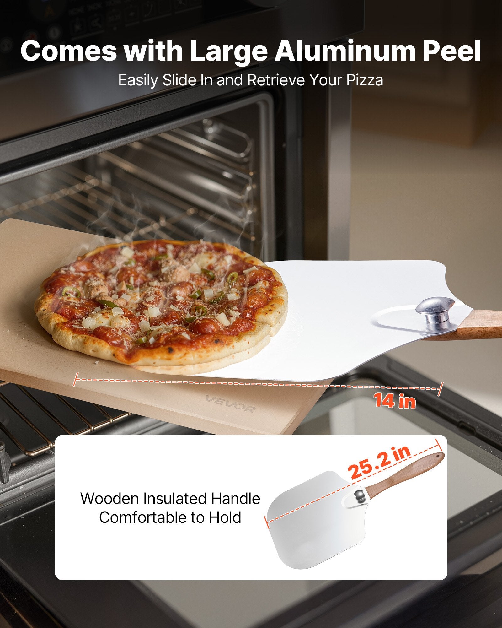 Kitchen Scales: VEVOR Pizza Stone, 508 x 355 mm Rectangular Cordierite Pizza Stone, Extra Large Baking-Stone with Aluminum Peel, 15 mm Thick Heat-Resistant Cordierite, for Oven, Baking Bread & Pizzas, BBQ Grilling