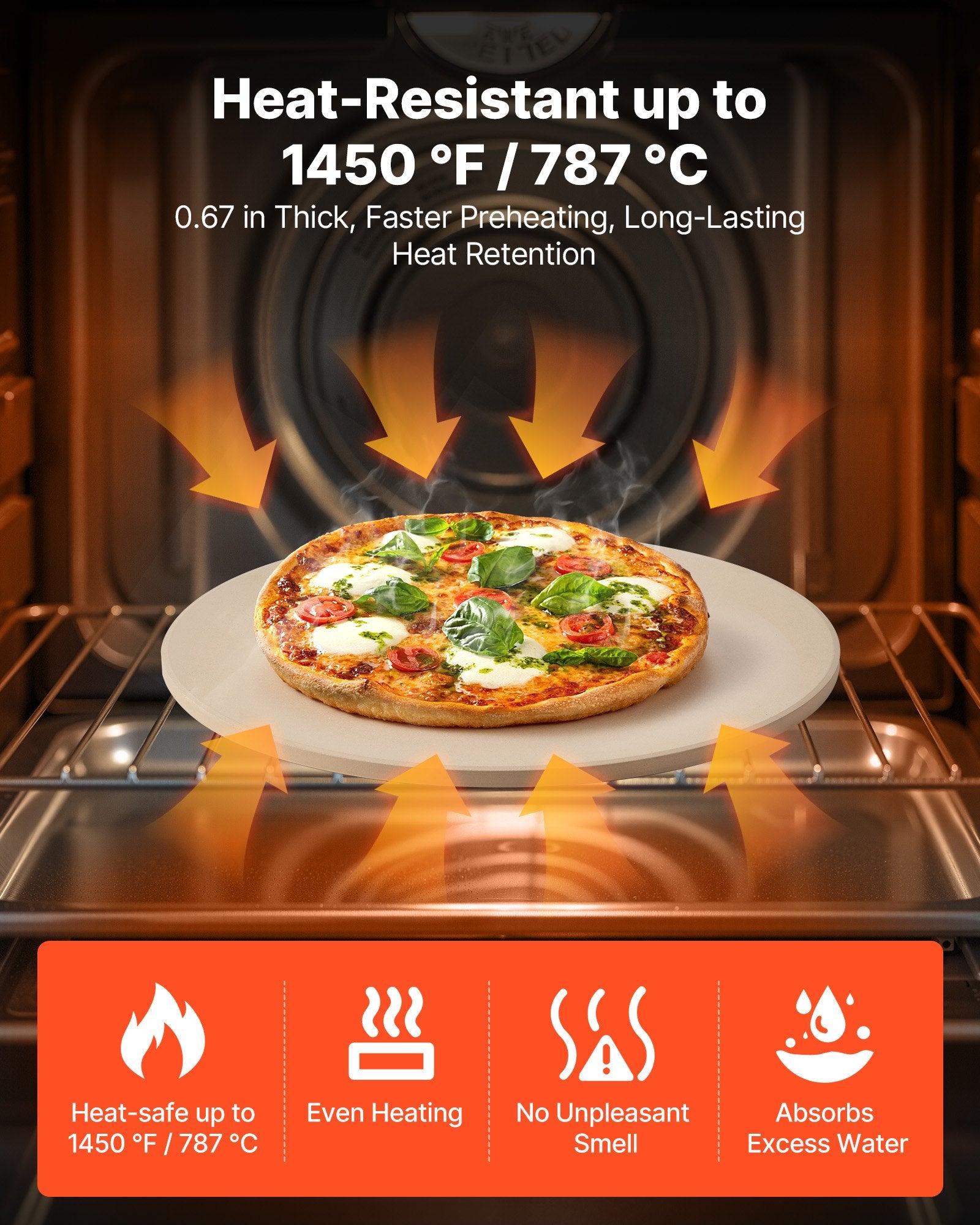 Kitchen Scales: VEVOR Pizza Stone, 381 mm Round Cordierite Pizza Stone, Extra Large Baking-Stone with Aluminum Peel, 17 mm Thickness Heat-Resistant Cooking Cordierite, for Kitchen Oven, Baking Pizzas, BBQ Grilling