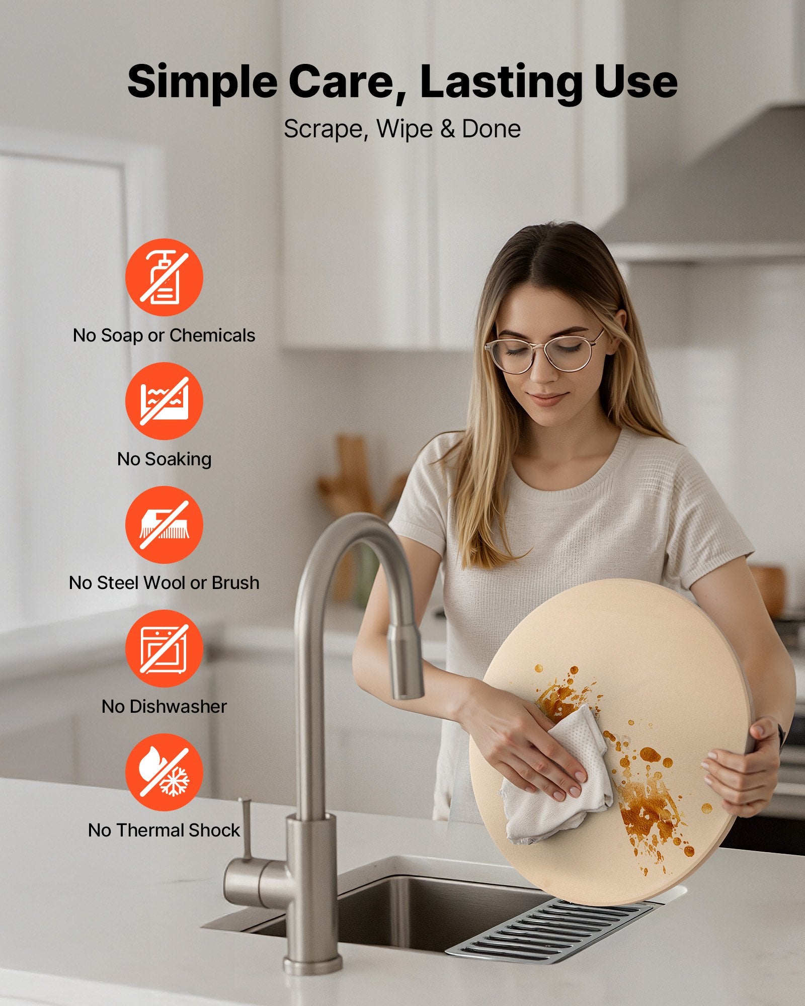 Kitchen Scales: VEVOR Pizza Stone, 381 mm Round Cordierite Pizza Stone, Extra Large Baking-Stone with Aluminum Peel, 17 mm Thickness Heat-Resistant Cooking Cordierite, for Kitchen Oven, Baking Pizzas, BBQ Grilling