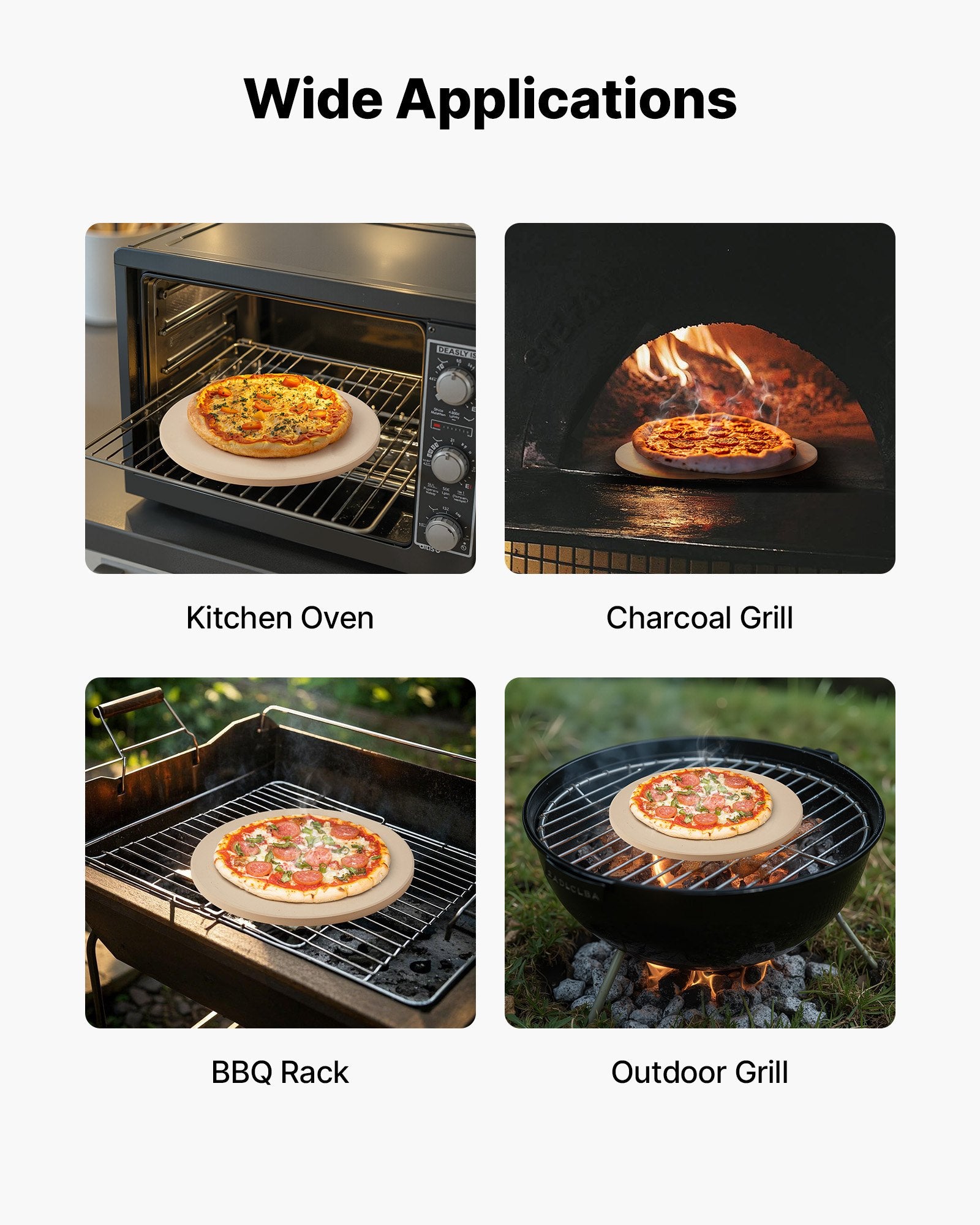 Kitchen Scales: VEVOR Pizza Stone, 381 mm Round Cordierite Pizza Stone, Extra Large Baking-Stone with Aluminum Peel, 17 mm Thickness Heat-Resistant Cooking Cordierite, for Kitchen Oven, Baking Pizzas, BBQ Grilling