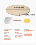 Kitchen Scales: VEVOR Pizza Stone, 381 mm Round Cordierite Pizza Stone, Extra Large Baking-Stone with Aluminum Peel, 17 mm Thickness Heat-Resistant Cooking Cordierite, for Kitchen Oven, Baking Pizzas, BBQ Grilling