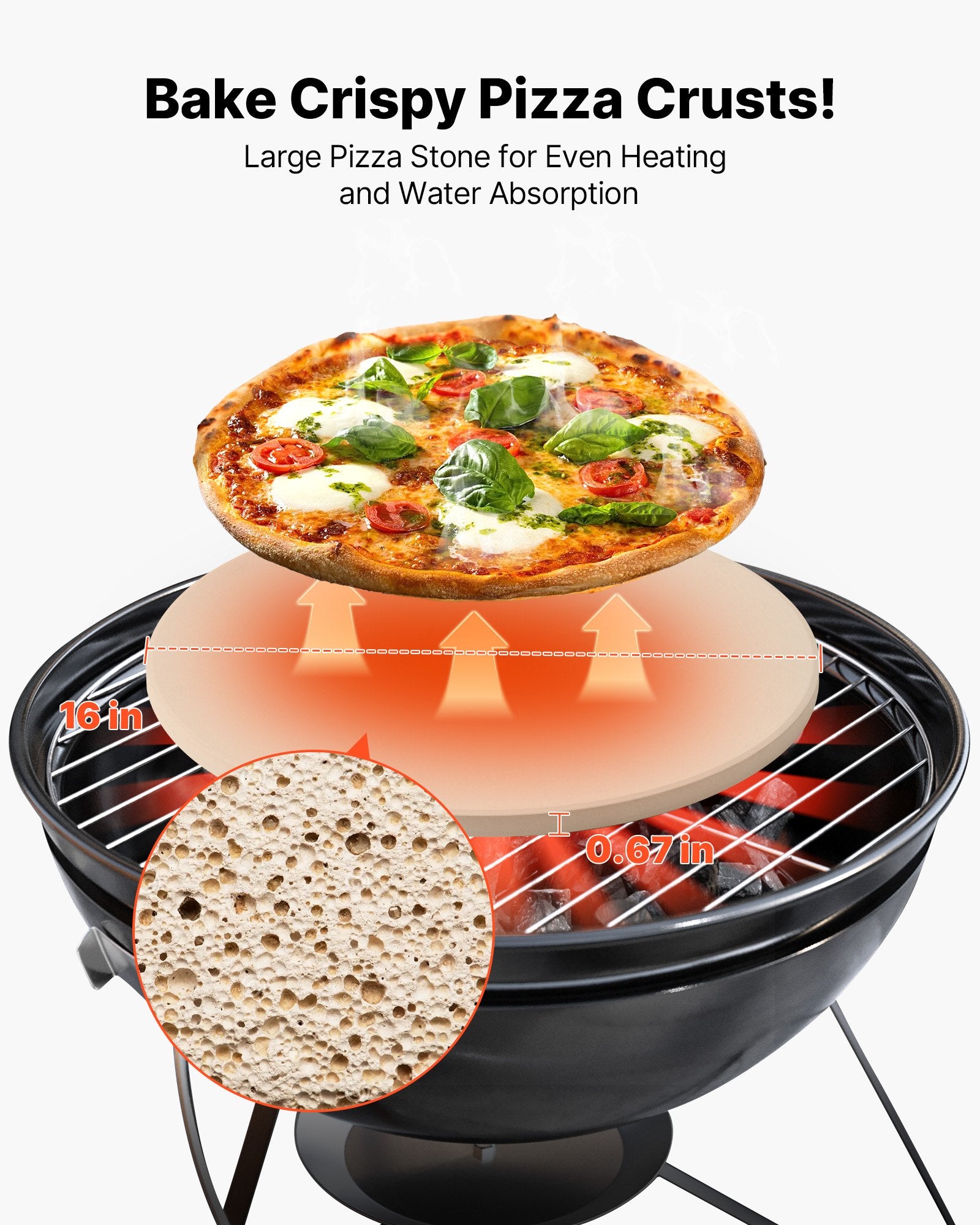 Kitchen Scales: VEVOR Pizza Stone, 406 mm Round Cordierite Pizza Stone, Extra Large Baking-Stone with a Durable Stand, 17 mm Thickness Heat-Resistant Cooking Cordierite, for Kitchen Oven, Baking Pizzas, BBQ Grilling