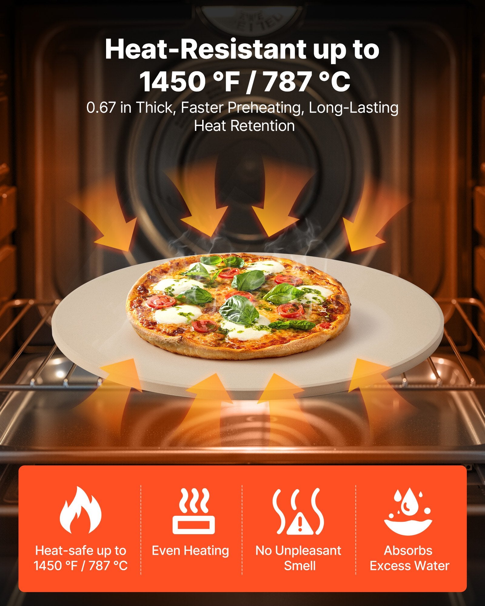 Kitchen Scales: VEVOR Pizza Stone, 406 mm Round Cordierite Pizza Stone, Extra Large Baking-Stone with a Durable Stand, 17 mm Thickness Heat-Resistant Cooking Cordierite, for Kitchen Oven, Baking Pizzas, BBQ Grilling