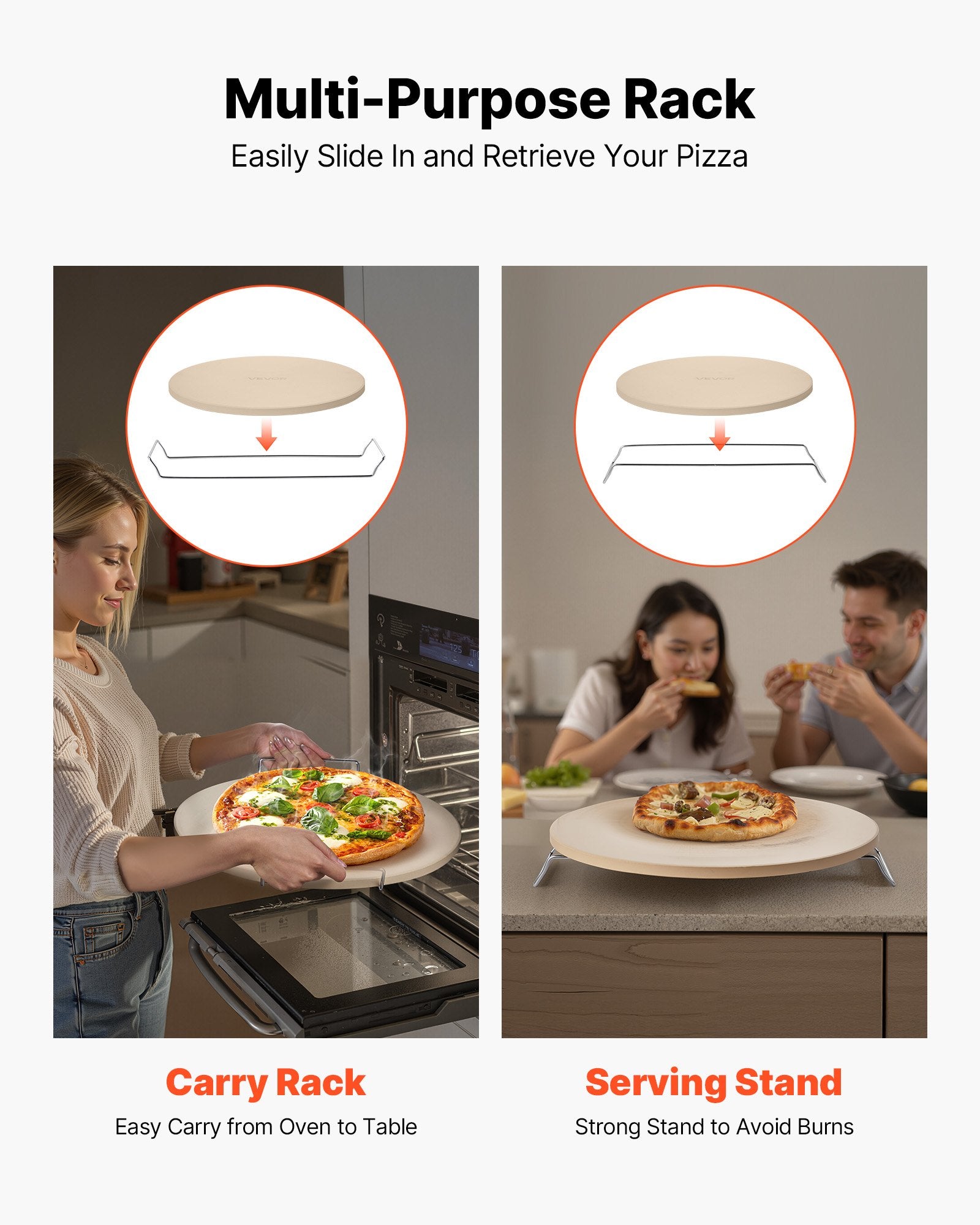 Kitchen Scales: VEVOR Pizza Stone, 406 mm Round Cordierite Pizza Stone, Extra Large Baking-Stone with a Durable Stand, 17 mm Thickness Heat-Resistant Cooking Cordierite, for Kitchen Oven, Baking Pizzas, BBQ Grilling