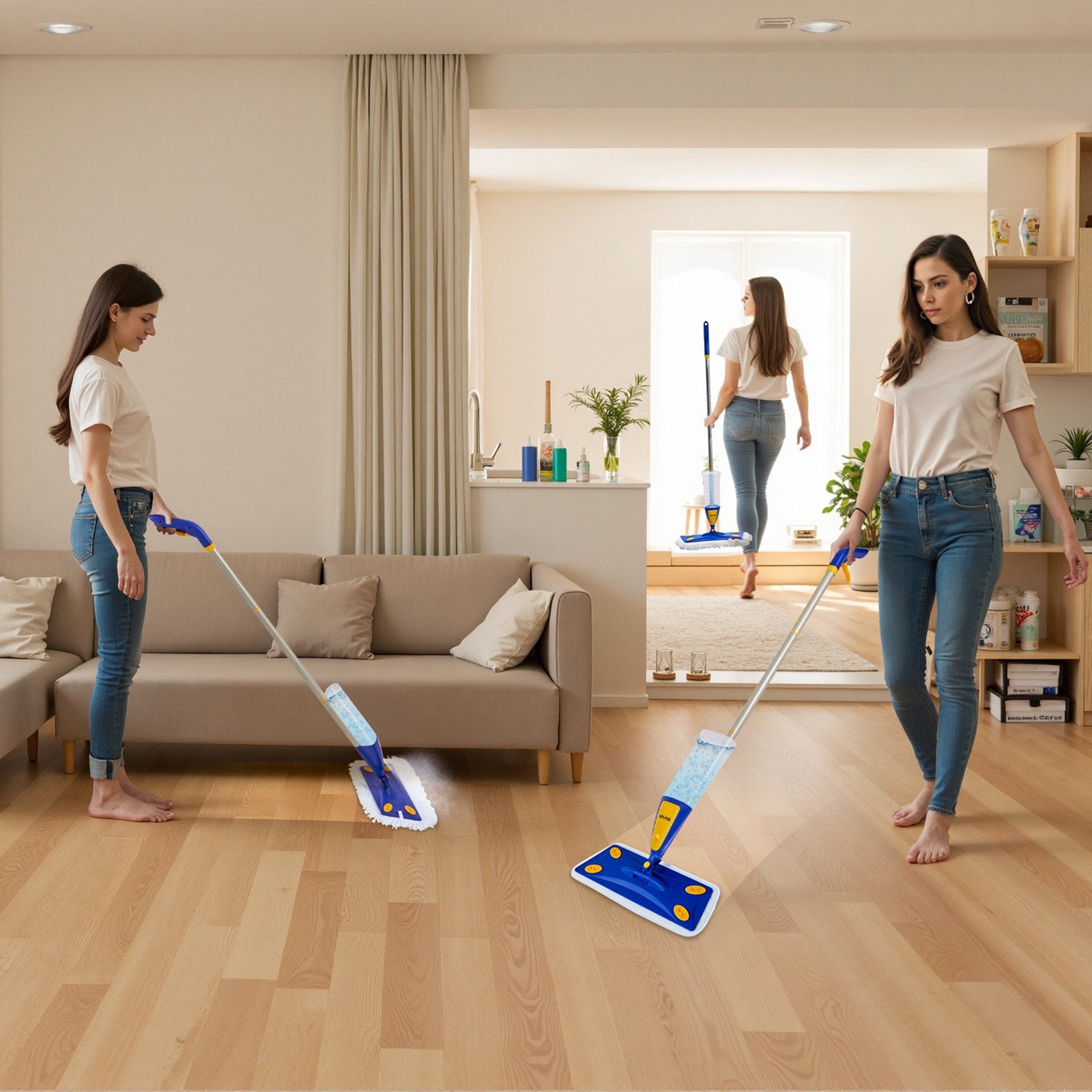 Gardening Tools: VEVOR Spray Mop, with 3 Washable Pads for Dry and Wet Floor Cleaning & an 800ml Refillable Water Tank, Microfiber Dust Wet Mop & Twisted Cotton Dry Mop, Commercial Home Use for Tiles/Vinyl/Wood Floor