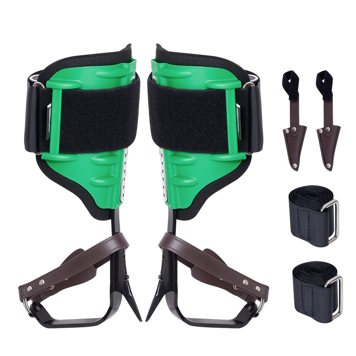 Tree Climbing Spikes, 1 Pair Alloy Steel Climbing Spurs, 350lbs Load Capacity Tree Climbing Gear with Straps and Spike Protectors, Arborist Equipment for Climbers, Hunting, Fruit Picking, Green
