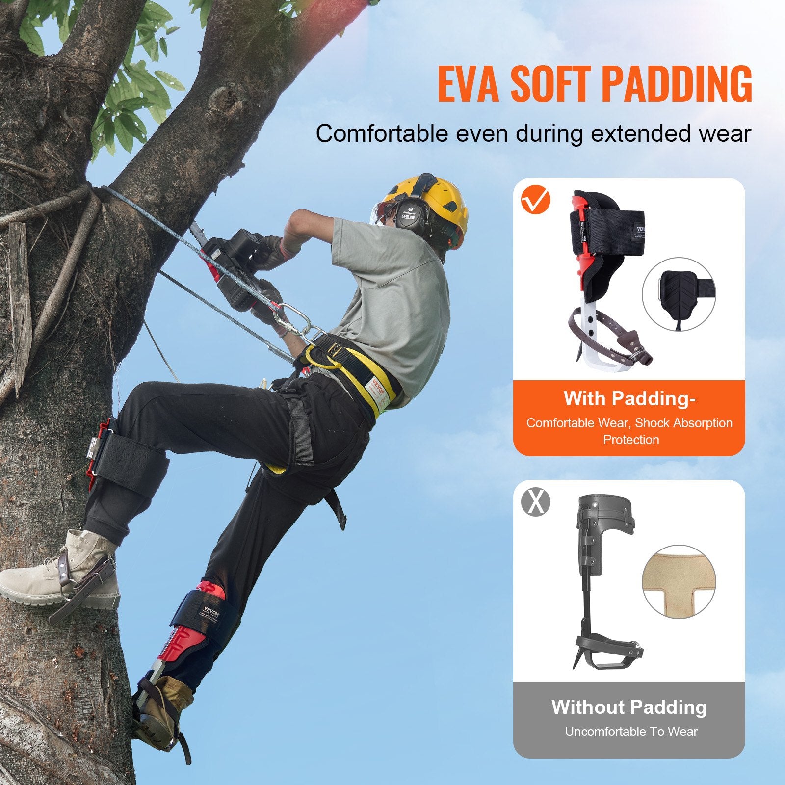 Foot Care: VEVOR Tree Climbing Spikes, 1 Pair Aluminum Climbing Spurs, 350lbs Load Capacity Tree Climbing Gear with Straps and Spike Protectors, Arborist Equipment for Climbers, Hunting, Fruit Picking, Red