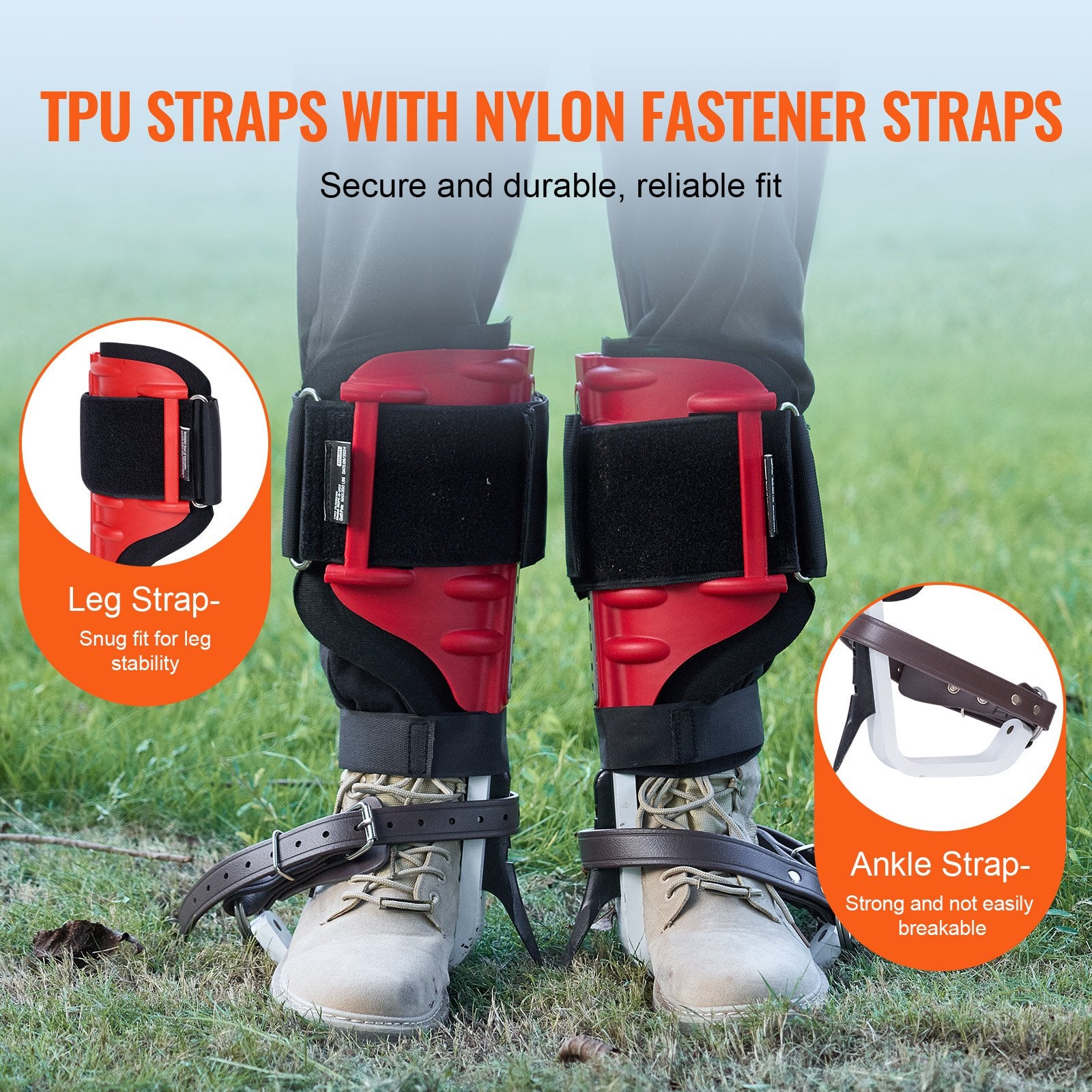 Foot Care: VEVOR Tree Climbing Spikes, 1 Pair Aluminum Climbing Spurs, 350lbs Load Capacity Tree Climbing Gear with Straps and Spike Protectors, Arborist Equipment for Climbers, Hunting, Fruit Picking, Red
