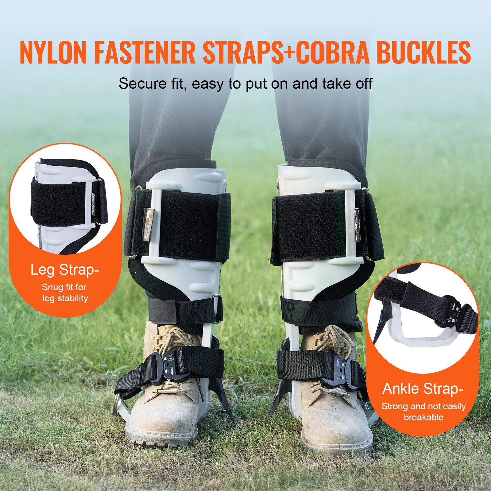 Outdoor Play Equipment: VEVOR Tree Climbing Spikes, 1 Pair Aluminum Climbing Spurs, 350lbs Load Capacity Tree Climbing Gear with Straps and Spike Protectors, Arborist Equipment for Climbers, Hunting, Fruit Picking, White