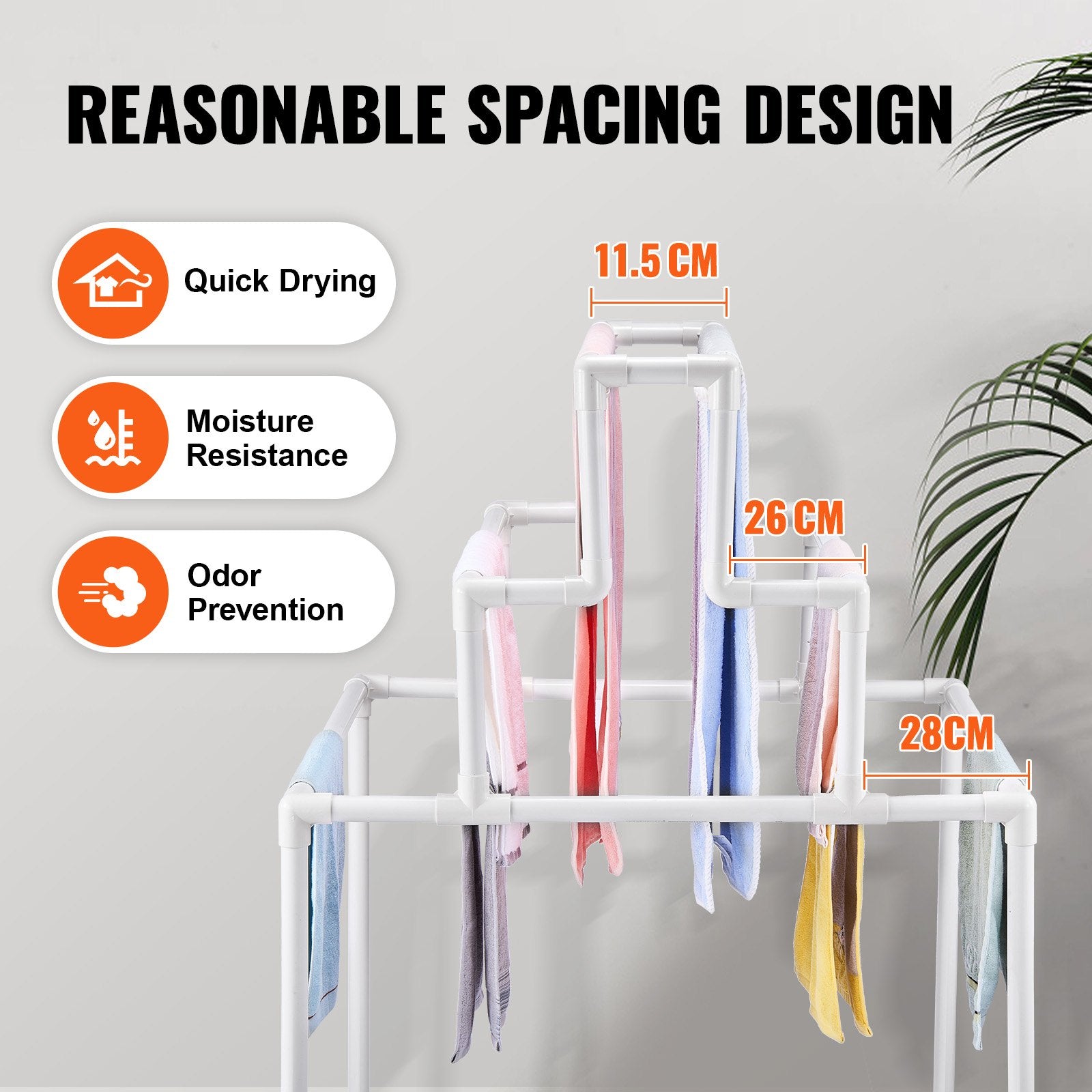 Towel Racks & Holders: VEVOR Towel Rack 8-Bar Outdoor PVC Towel Holder for Poolside Spa Bathroom White