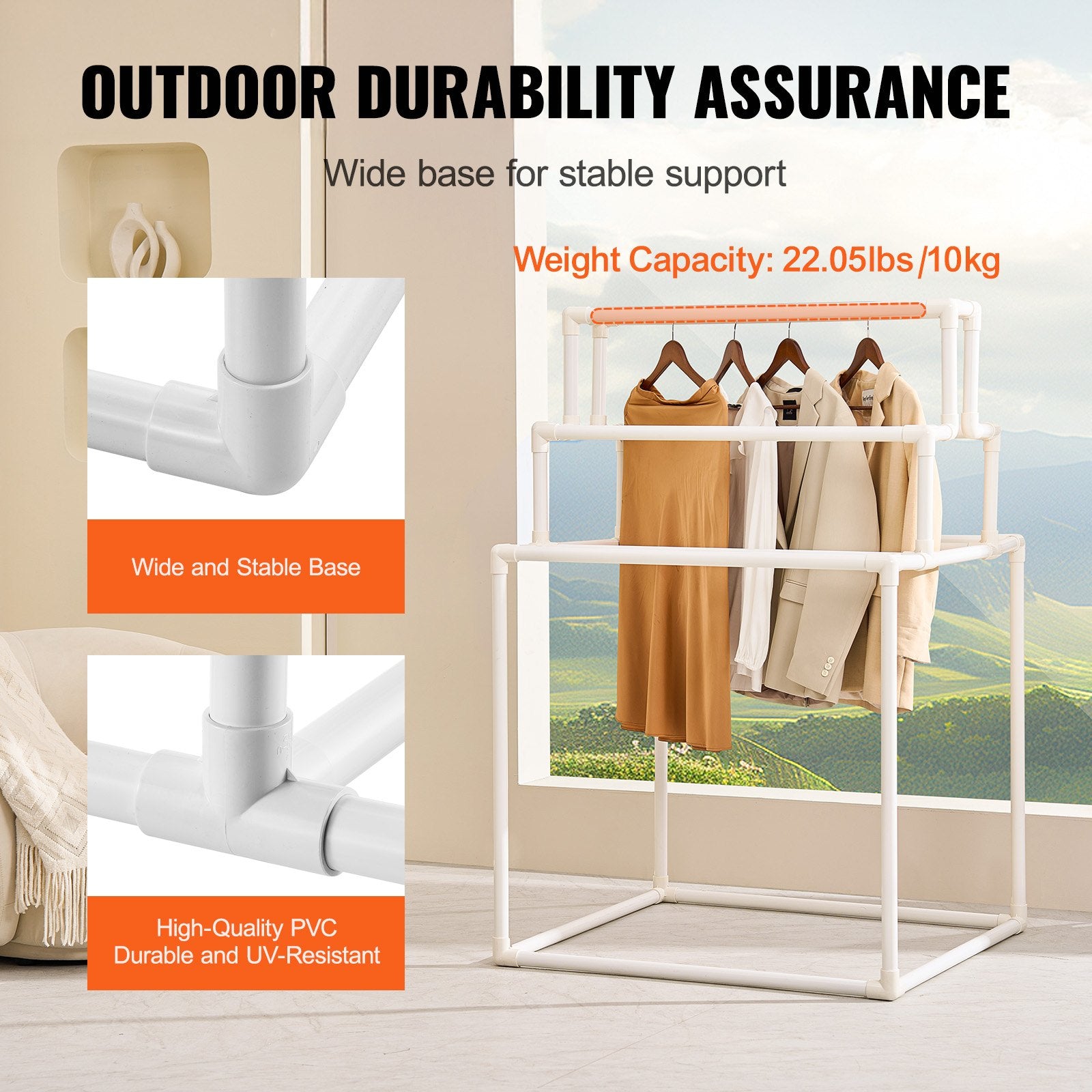 Towel Racks & Holders: VEVOR Towel Rack 8-Bar Outdoor PVC Towel Holder for Poolside Spa Bathroom White