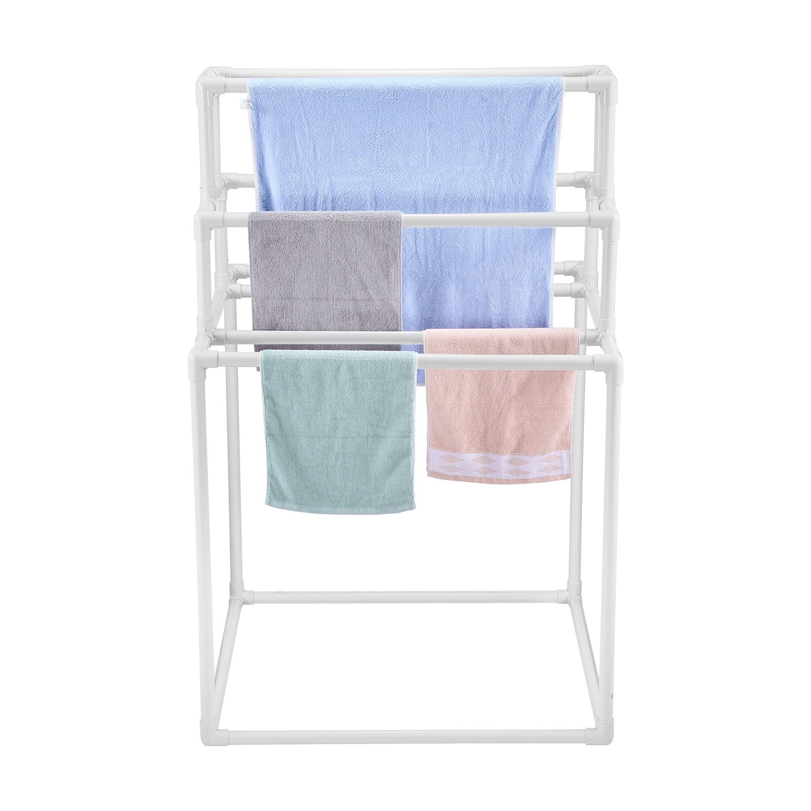 Towel Racks & Holders: VEVOR Towel Rack 8-Bar Outdoor PVC Towel Holder for Poolside Spa Bathroom White