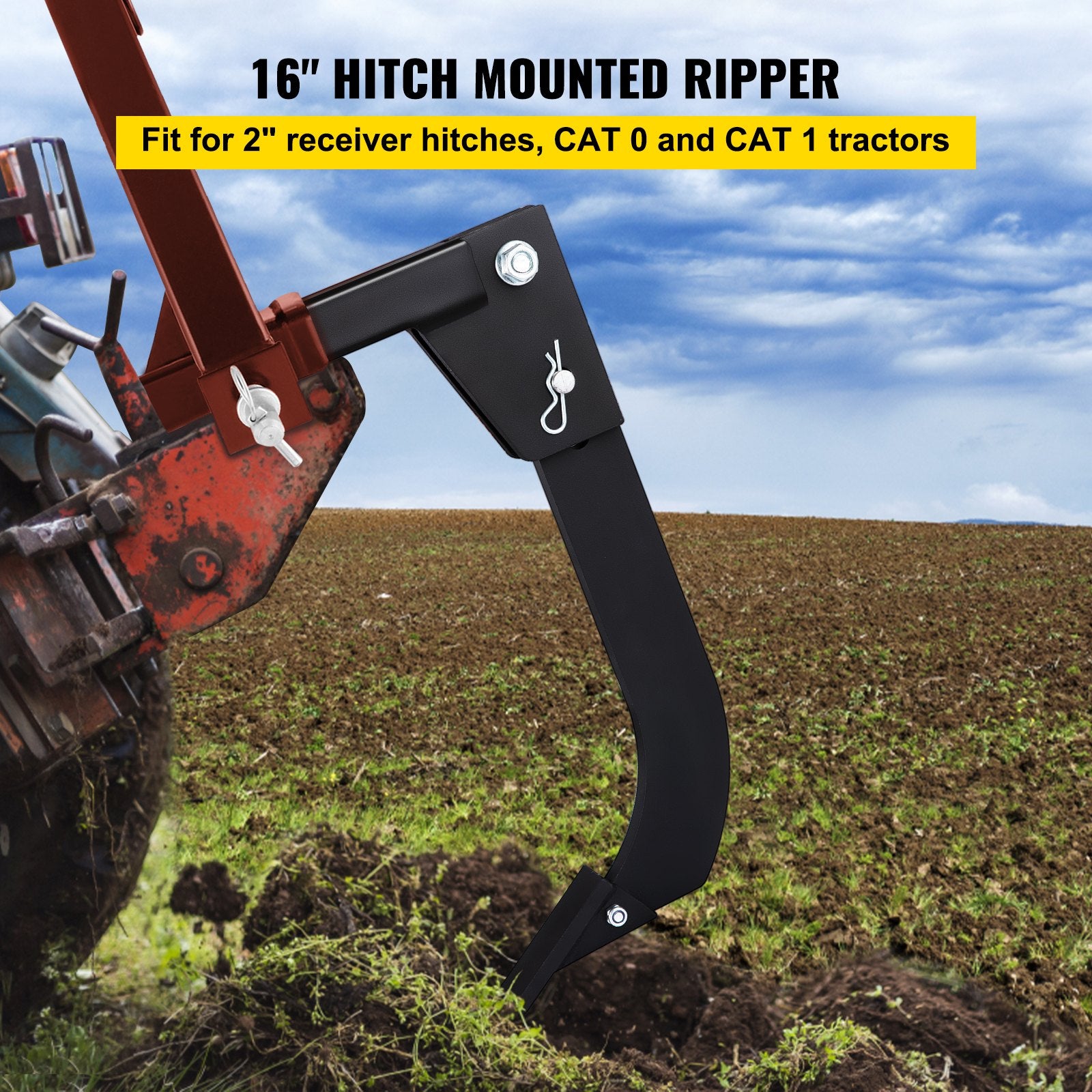 Putty Knives, Scrapers & Chisels: VEVOR Hitch Mounted Ripper, 40.6cm Shank Length Box Scraper Shank, 4 Hole Site Box Blade for Tractor, 2 Locating Pins Ripper Shank, 2 Plough Tips Box Blade Shank Teeth