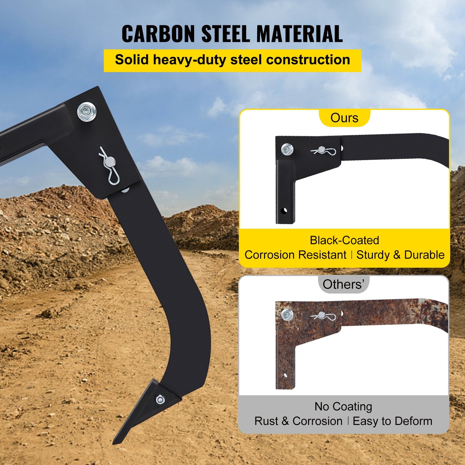 Putty Knives, Scrapers & Chisels: VEVOR Hitch Mounted Ripper, 40.6cm Shank Length Box Scraper Shank, 4 Hole Site Box Blade for Tractor, 2 Locating Pins Ripper Shank, 2 Plough Tips Box Blade Shank Teeth