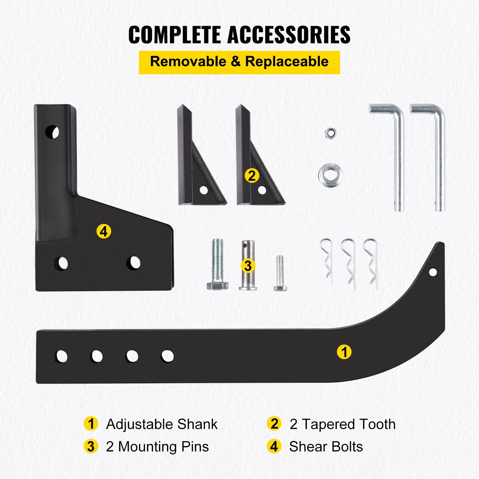 Putty Knives, Scrapers & Chisels: VEVOR Hitch Mounted Ripper, 40.6cm Shank Length Box Scraper Shank, 4 Hole Site Box Blade for Tractor, 2 Locating Pins Ripper Shank, 2 Plough Tips Box Blade Shank Teeth