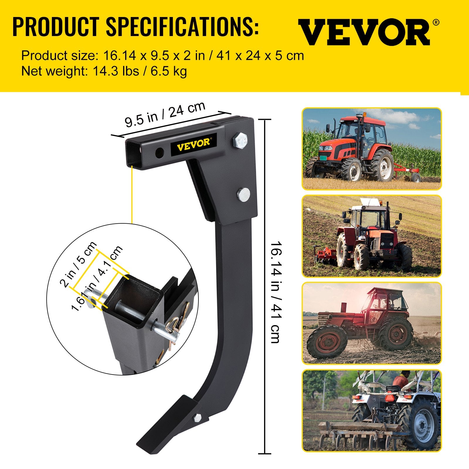 Putty Knives, Scrapers & Chisels: VEVOR Hitch Mounted Ripper, 40.6cm Shank Length Box Scraper Shank, 4 Hole Site Box Blade for Tractor, 2 Locating Pins Ripper Shank, 2 Plough Tips Box Blade Shank Teeth