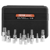 Tool Sockets: VEVOR Torx Bit Socket Set, 13-Piece Star T8 - T60 Set, S2 Alloy Steel and Cr-V Steel, 1/4 in, 3/8 in, and 1/2 in Drives, with Enhanced Storage Case, Torx Sockets for Hand Use, Mechanics, Auto Repair