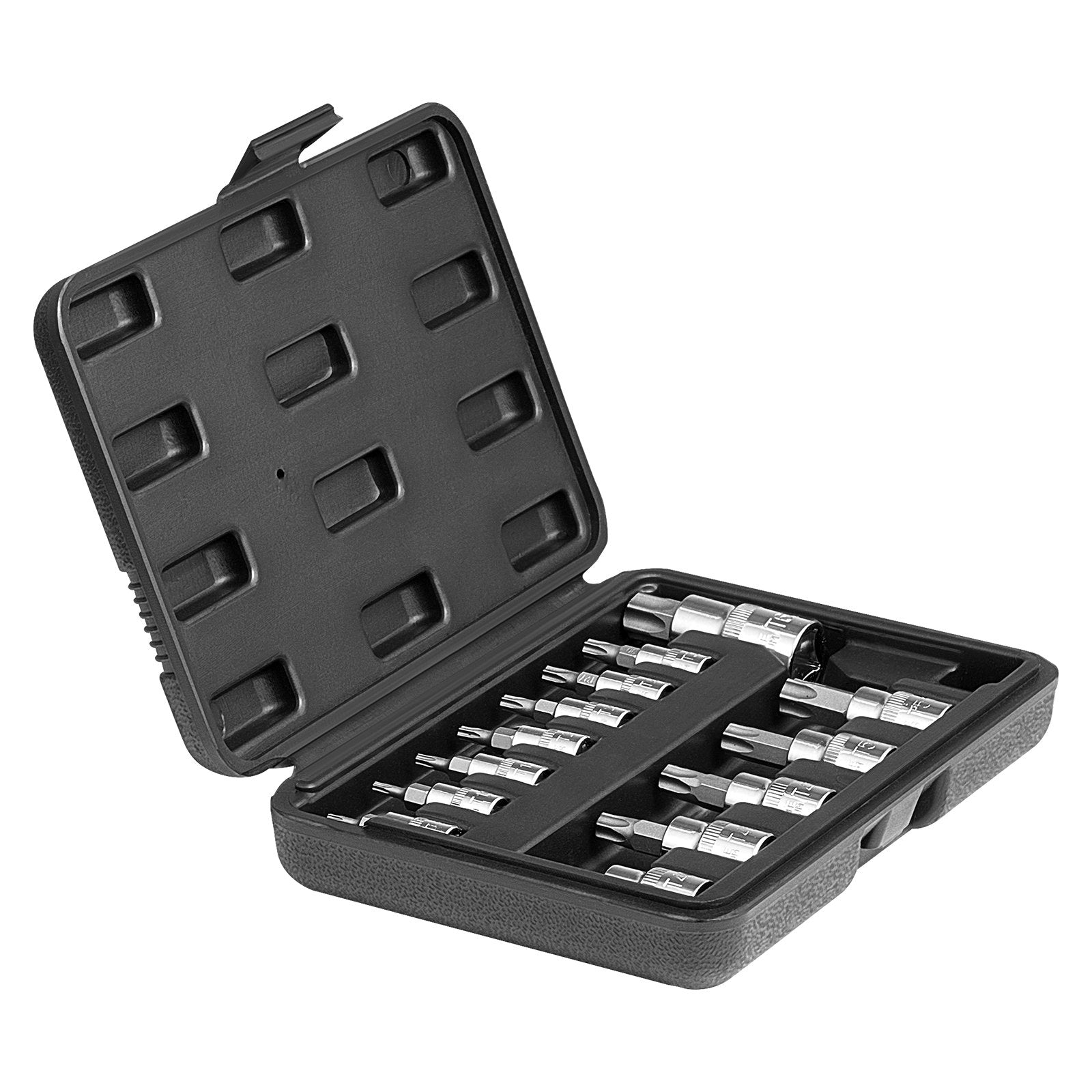 Tool Sockets: VEVOR Torx Bit Socket Set, 13-Piece Star T8 - T60 Set, S2 Alloy Steel and Cr-V Steel, 1/4 in, 3/8 in, and 1/2 in Drives, with Enhanced Storage Case, Torx Sockets for Hand Use, Mechanics, Auto Repair