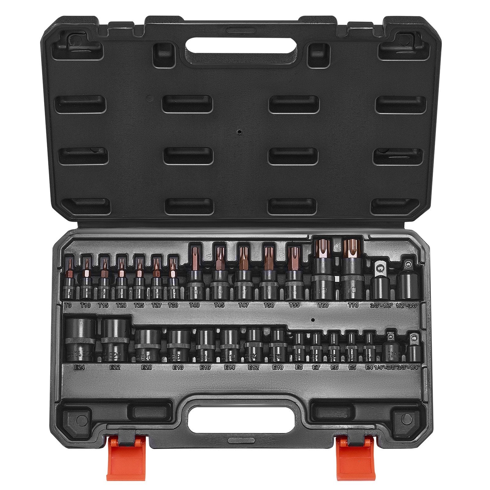 Drill & Screwdriver Accessories: Torx Bit Socket and External Torx Socket Set 31-Piece T8-T70 and E4-E24 Steel