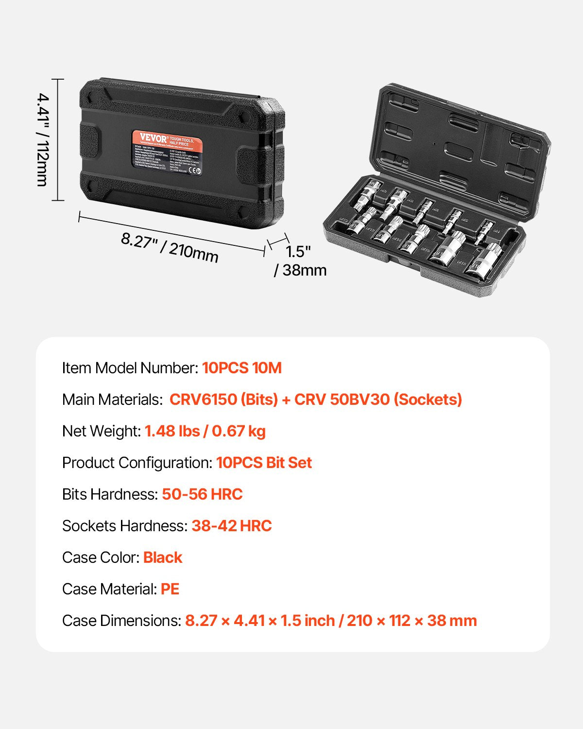 Drill & Screwdriver Accessories: XZN Triple Square Spline Bit Socket Set 10-Piece M4-M18 Cr-V Steel Storage Case