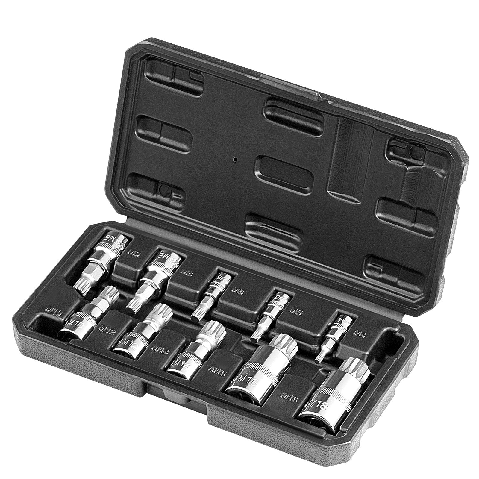Drill & Screwdriver Accessories: XZN Triple Square Spline Bit Socket Set 10-Piece M4-M18 Cr-V Steel Storage Case