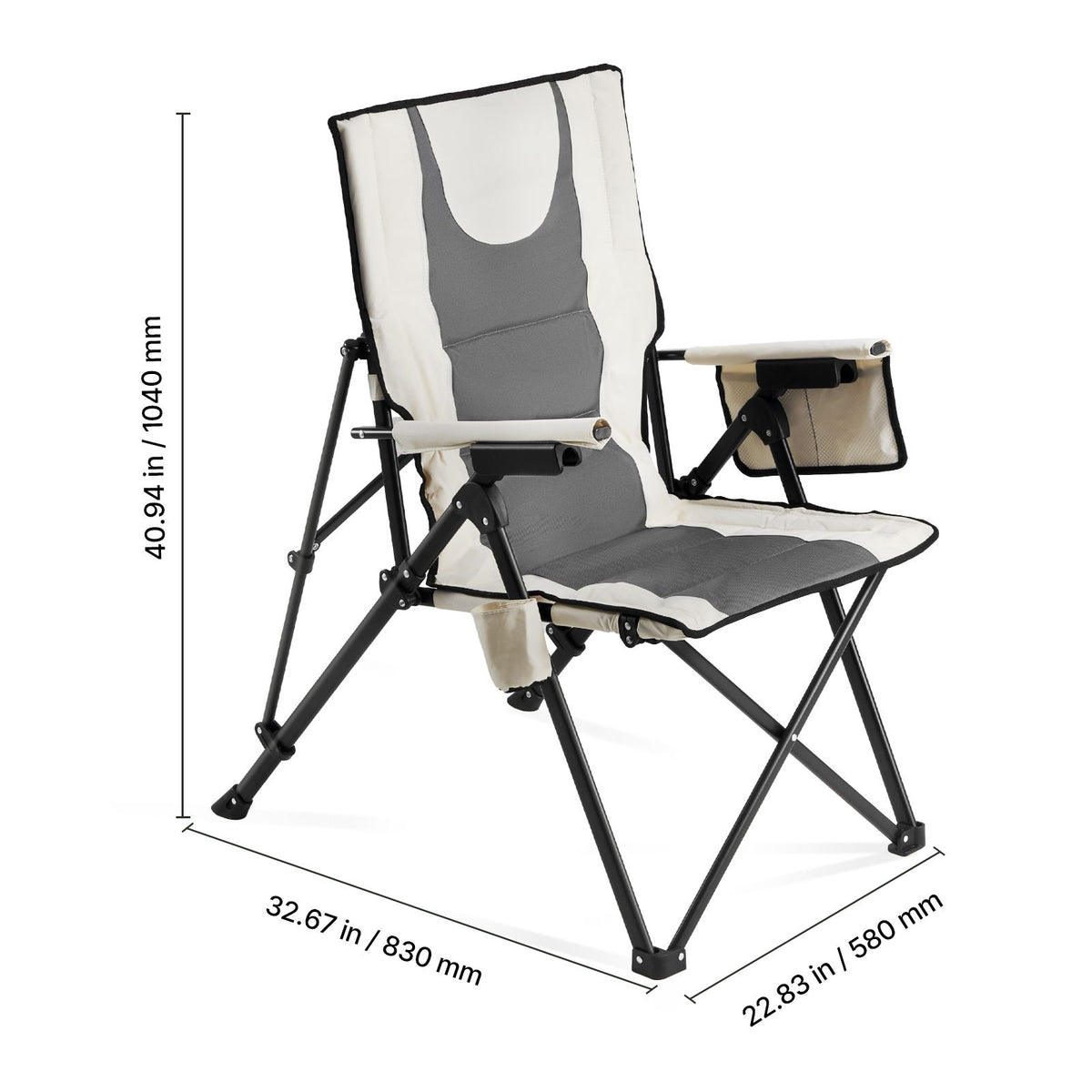 Folding Camping Chair, 3 Reclining Positions, Outdoor High Back Camping Chair, 260lbs Weight Capacity, Full Padded Beach Chairs with Armrest & Headrest, Portable Lawn Chairs for Sports Travel