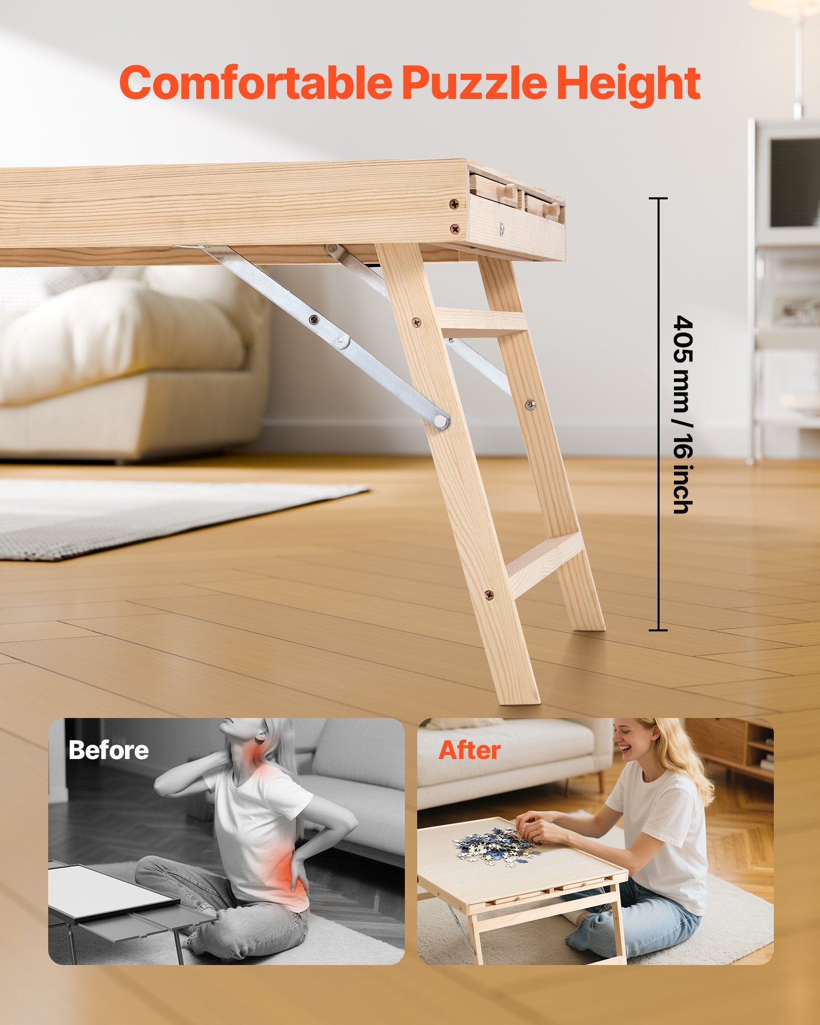 Jigsaw Puzzles & Accessories: VEVOR 1500 Piece Puzzle Board with Folding Leg Portable Wooden Jigsaw 86x63cm