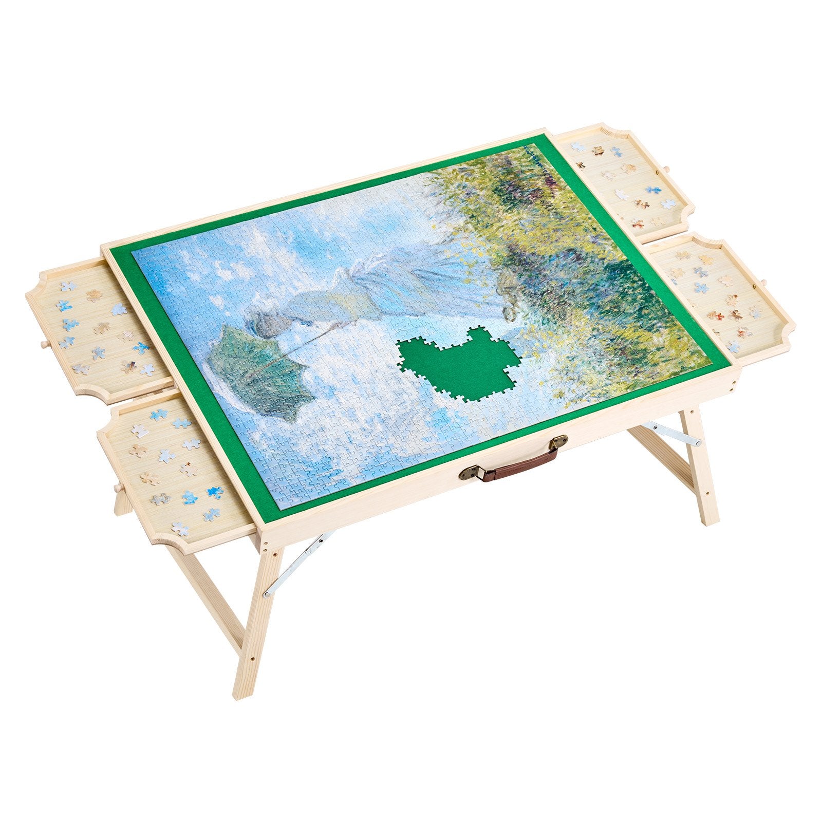 Jigsaw Puzzles & Accessories: VEVOR 1500 Piece Puzzle Board with Folding Leg Portable Wooden Jigsaw 86x63cm