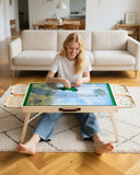 Jigsaw Puzzles & Accessories: VEVOR 1500 Piece Puzzle Board with Folding Leg Portable Wooden Jigsaw 86x63cm