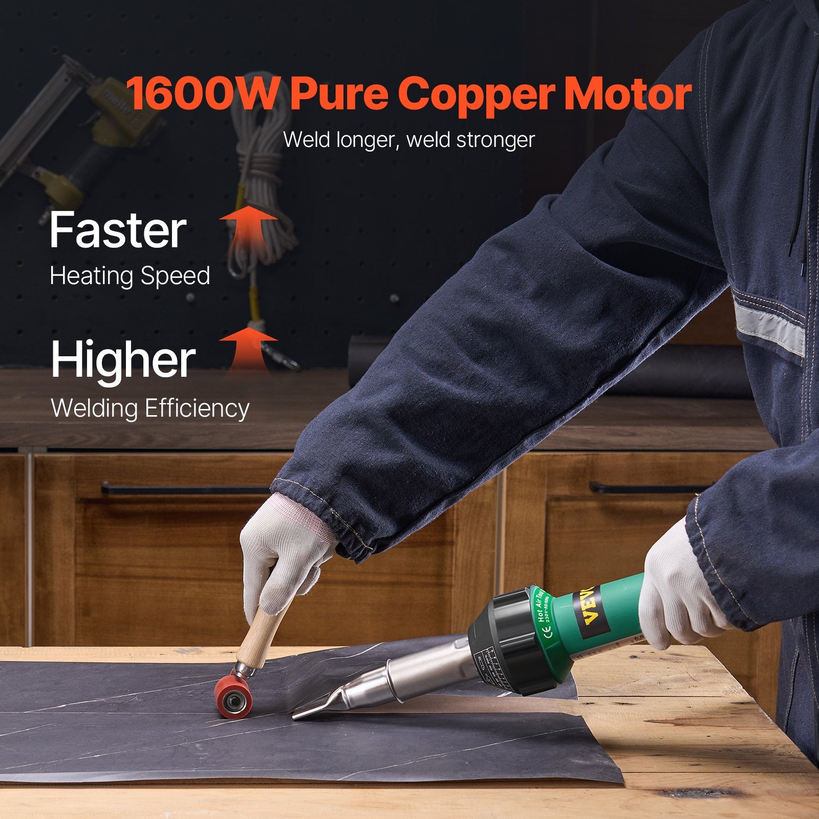 Gardening Tools: VEVOR Hot Air Plastic Welder 1600W PVC TPO Vinyl Heat Gun Torch & 9 Accessories