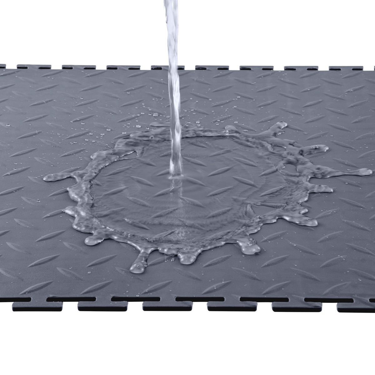 Garage Floor Tiles Interlocking, 16 Pack 513 x 513 x 5 mm Interlocking Modular Garage Flooring Tiles, Diamond Plate Slip-Resistant PVC Mats for Workshop,Warehouse,Tool Room, Graphite Gray
