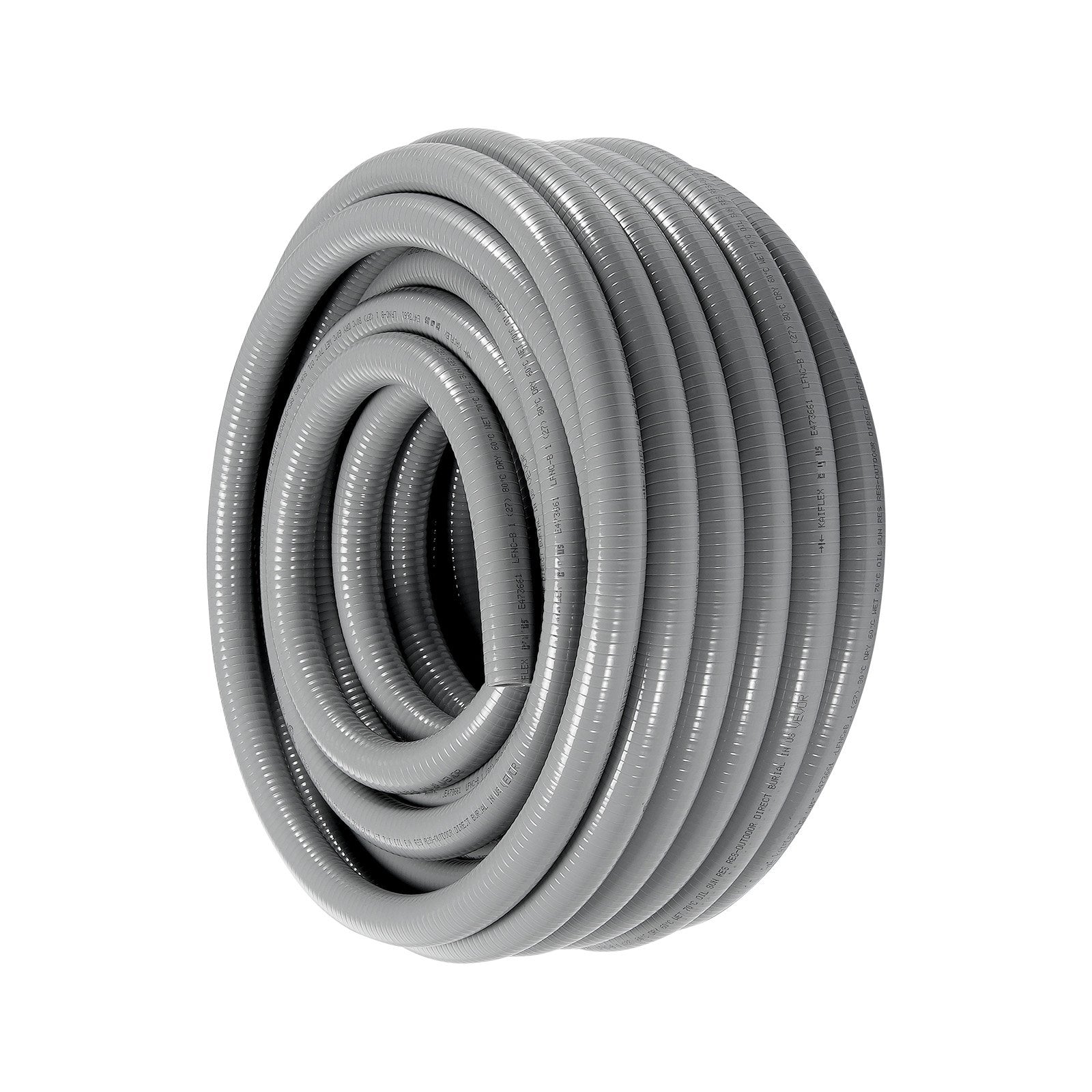 12.7 mm Flexible Electrical Conduit, 30.5 m, PVC Liquid-Tight Conduit Non-Metallic with 5 Straight and 5 90-Degree Conduit Connector Fittings, for Air Conditioning Motor Controller Pump, IP65