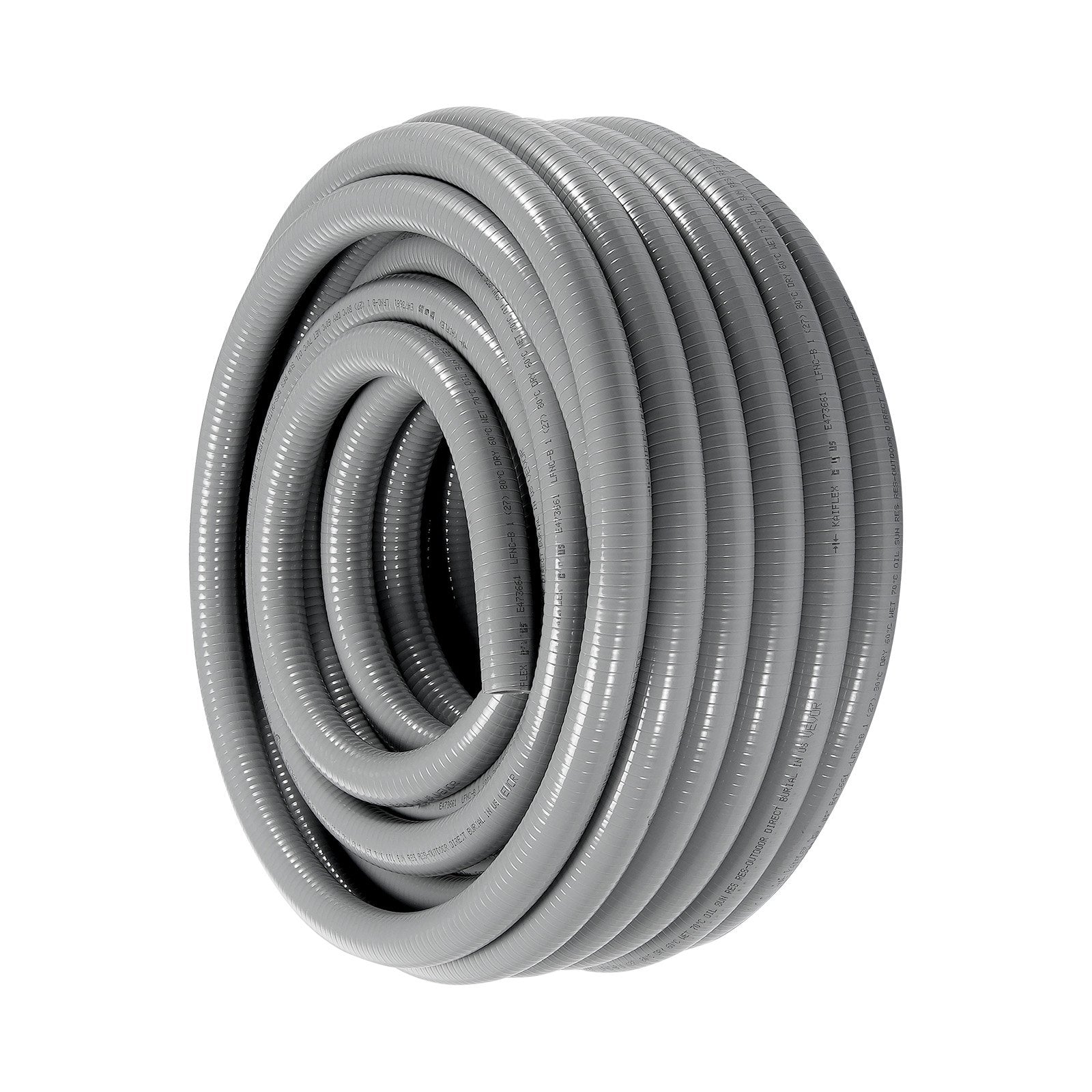 12.7 mm Flexible Electrical Conduit, 30.5 m, PVC Liquid-Tight Conduit Non-Metallic with 5 Straight and 5 90-Degree Conduit Connector Fittings, for Air Conditioning Motor Controller Pump, IP65
