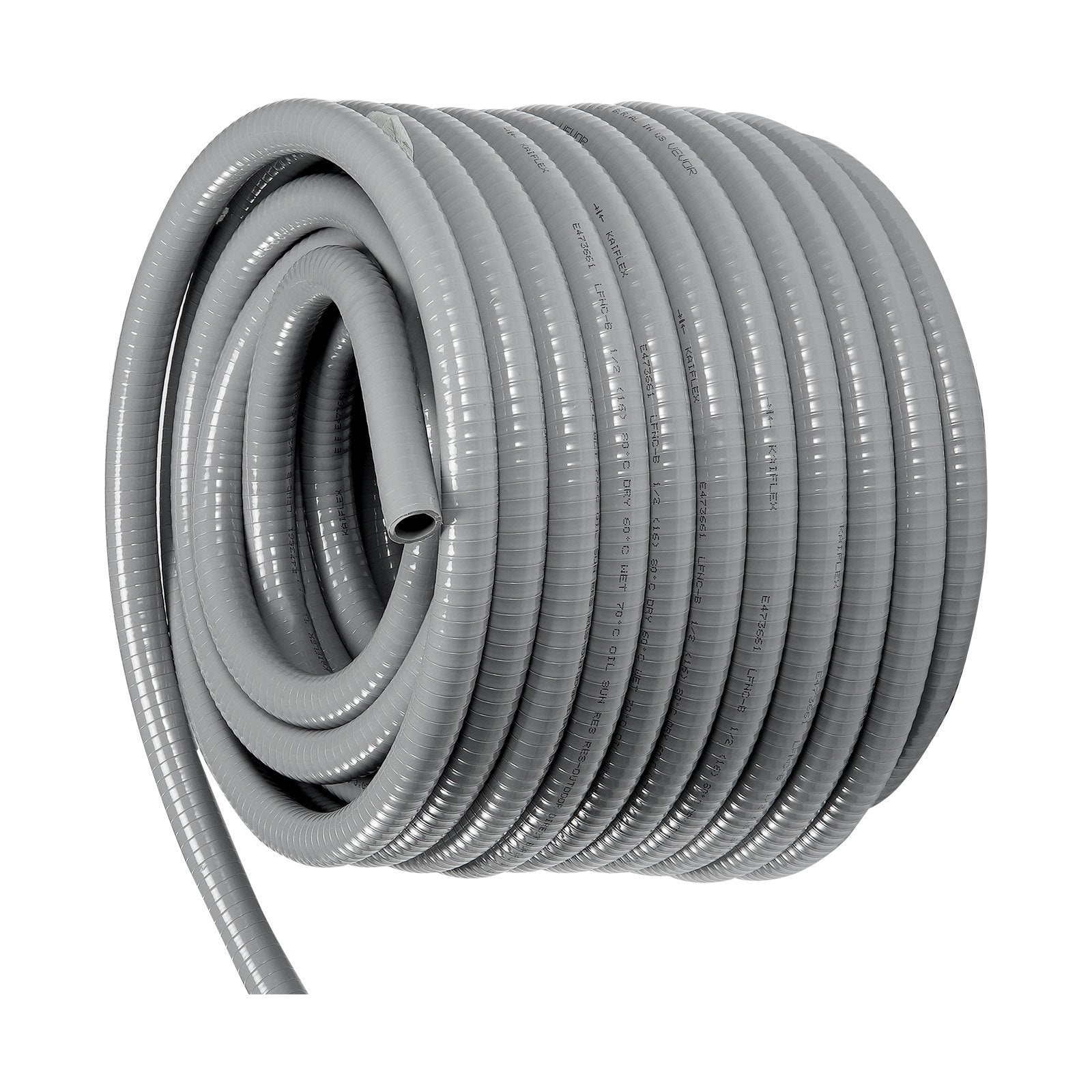 25.4 mm Flexible Electrical Conduit, 30.5 m, PVC Liquid-Tight Conduit Non-Metallic with 5 Straight and 5 90-Degree Conduit Connector Fittings, for Air Conditioning Motor Controller Pump, IP65